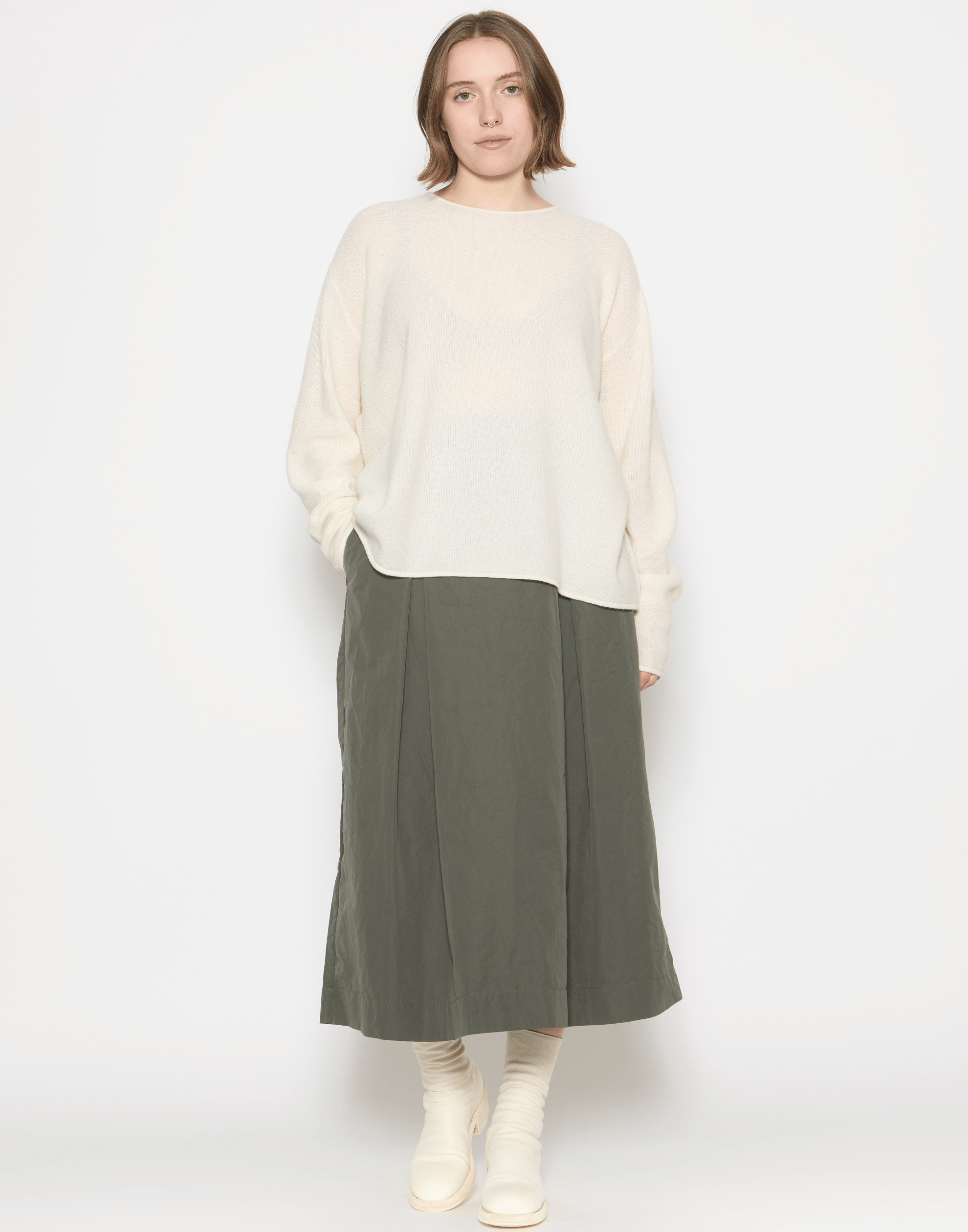 Ivory Cashmere Bagi Pullover