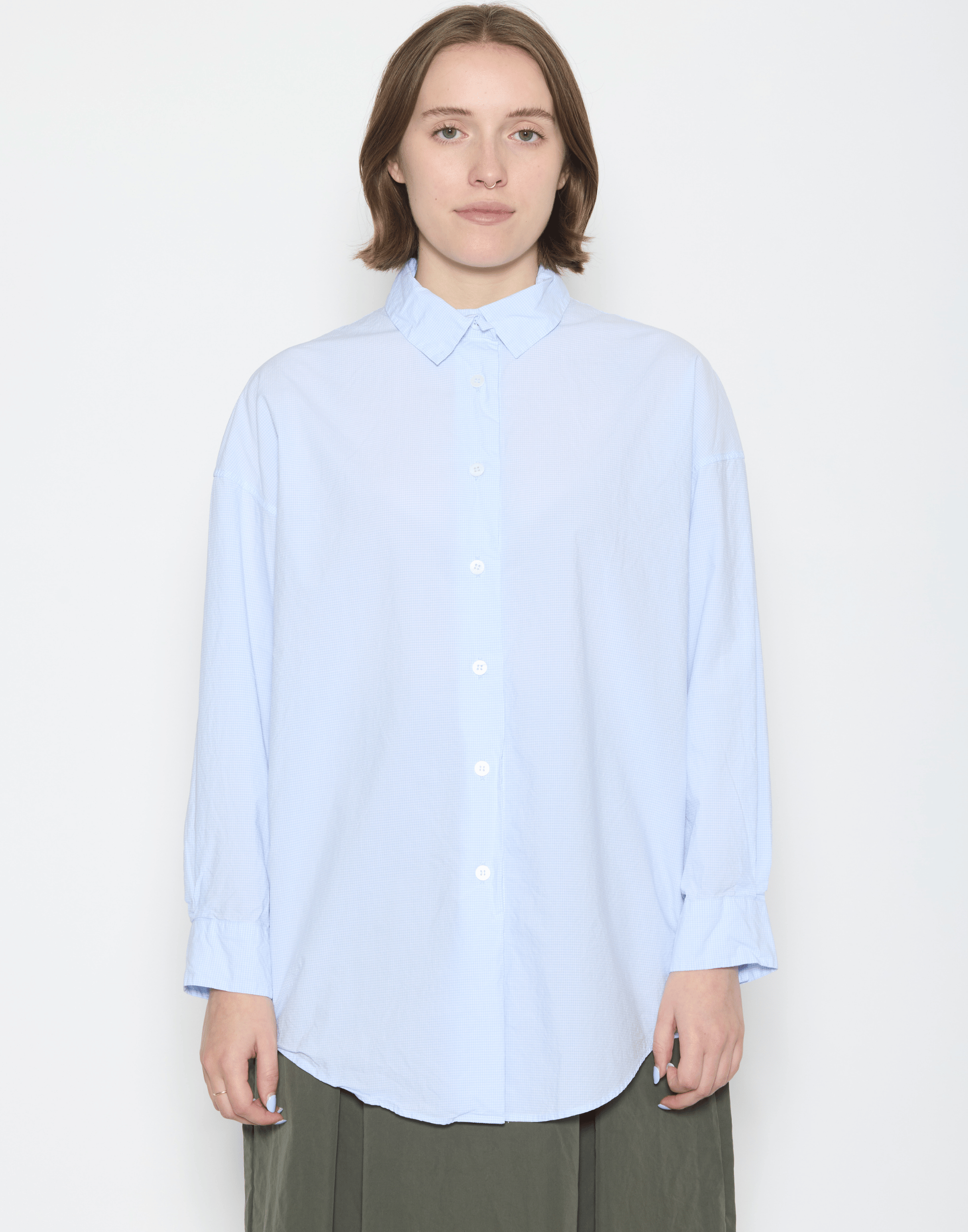 Blue Micro Check Cotton June Shirt