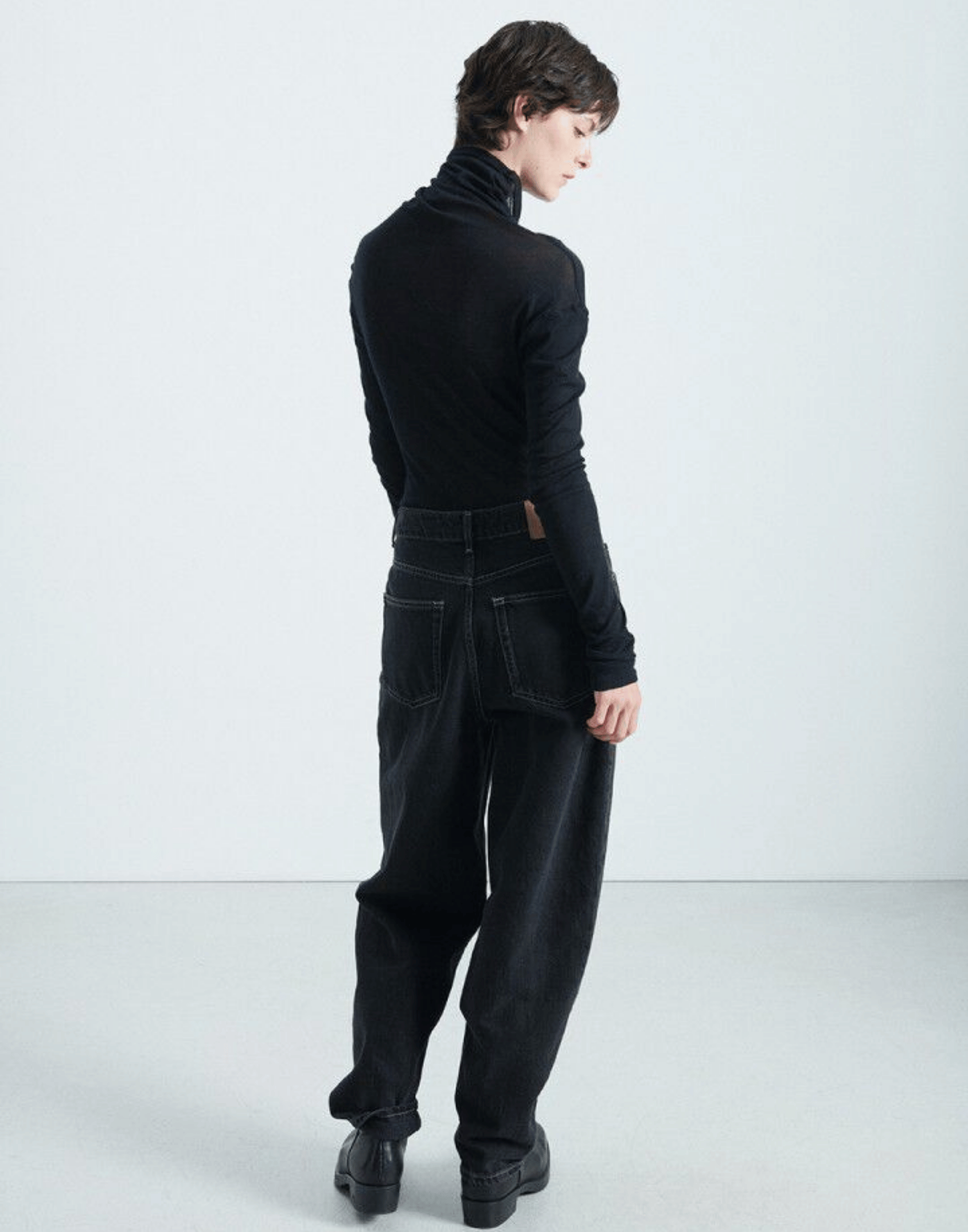 Black Supima Cotton Long Sleeve Top