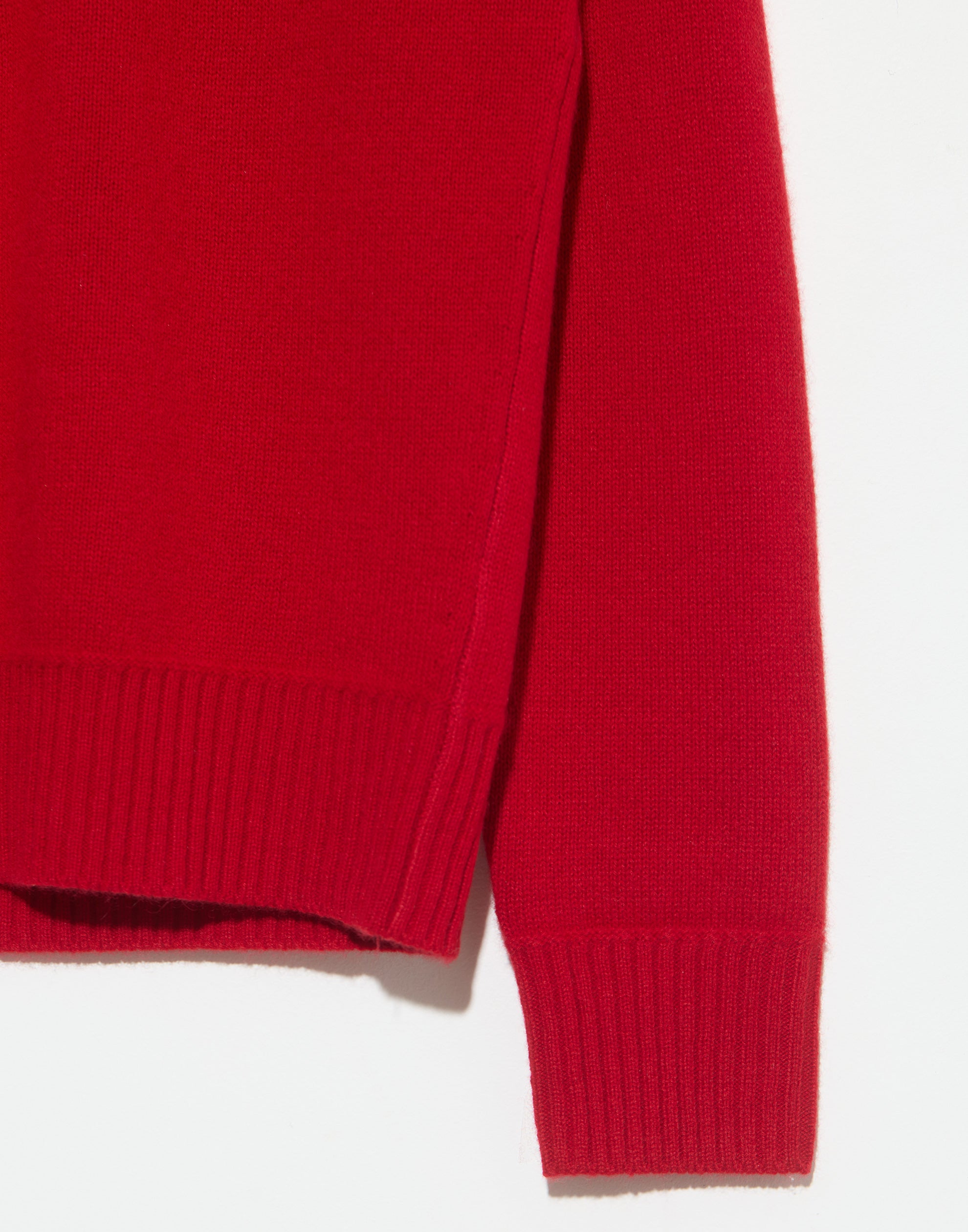 Scarlet Red Cashmere Mock Neck Pullover