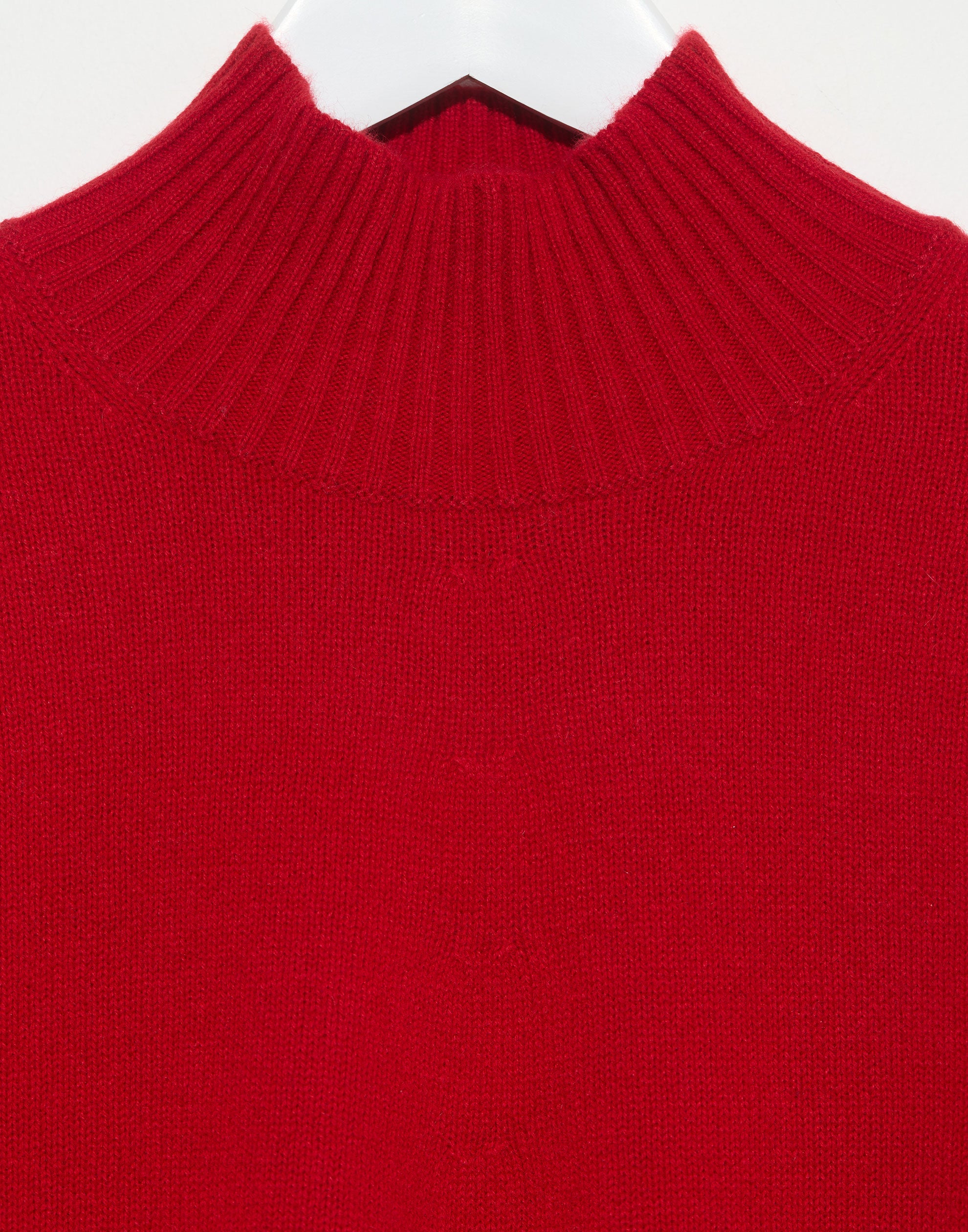 Scarlet Red Cashmere Mock Neck Pullover