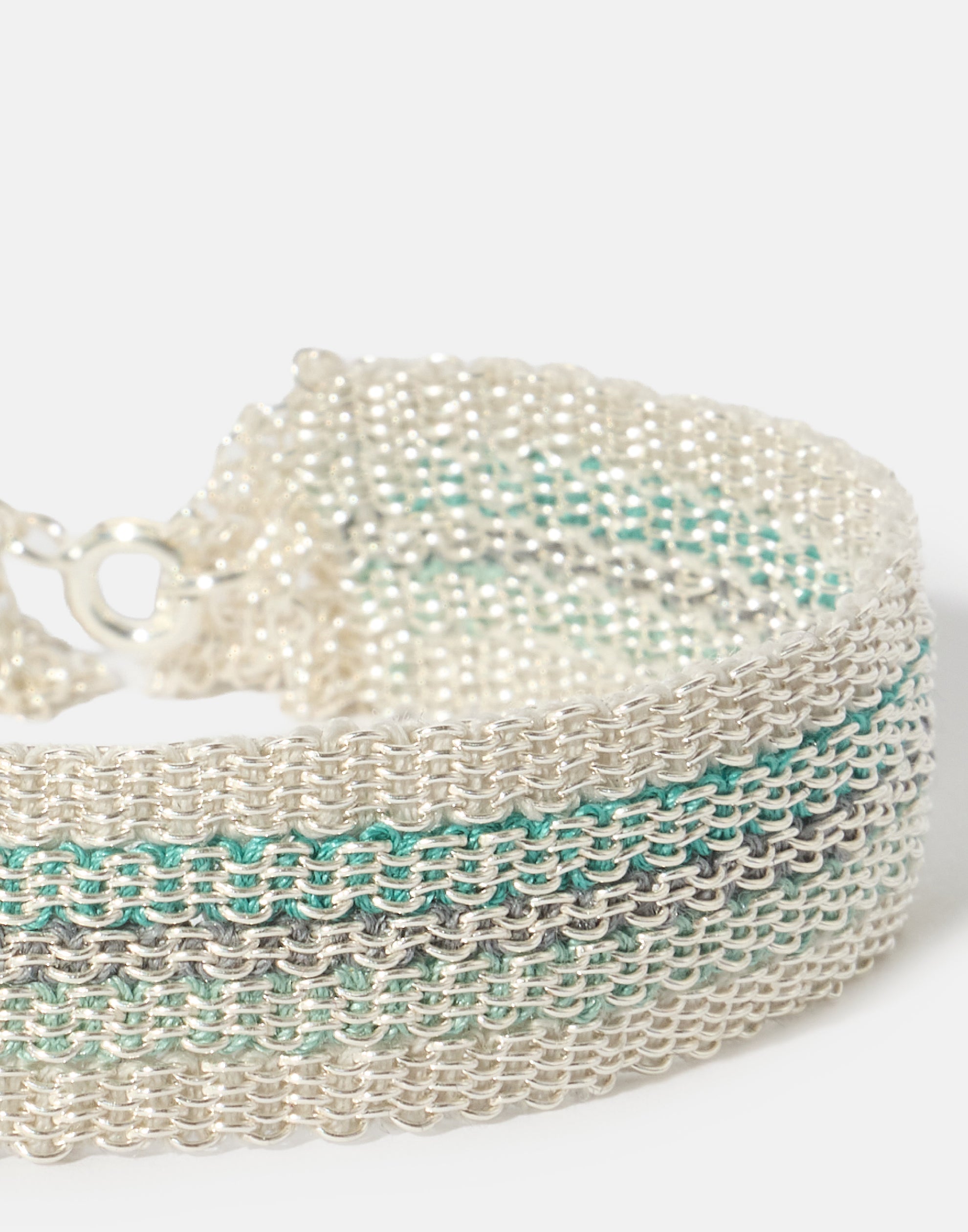 Silver & Green Silk No. 018.16 Bracelet