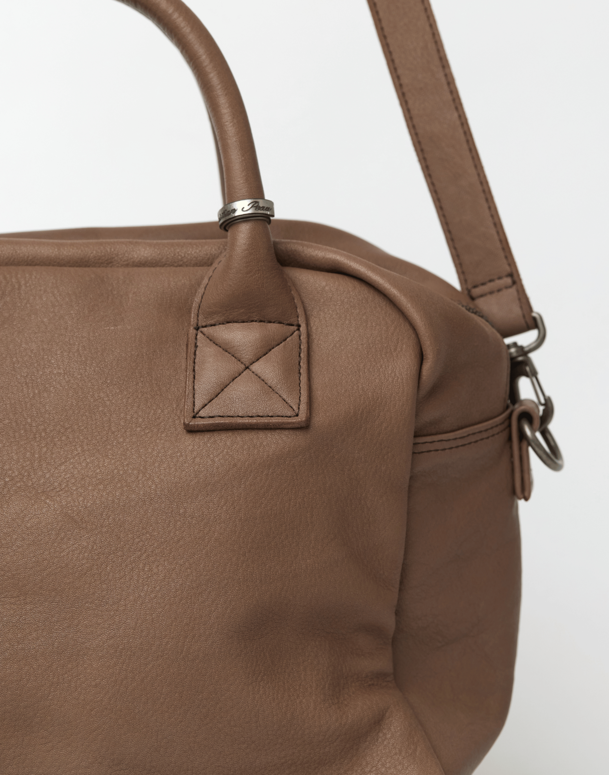 Plum Grey Leather Small Shoulder Bag