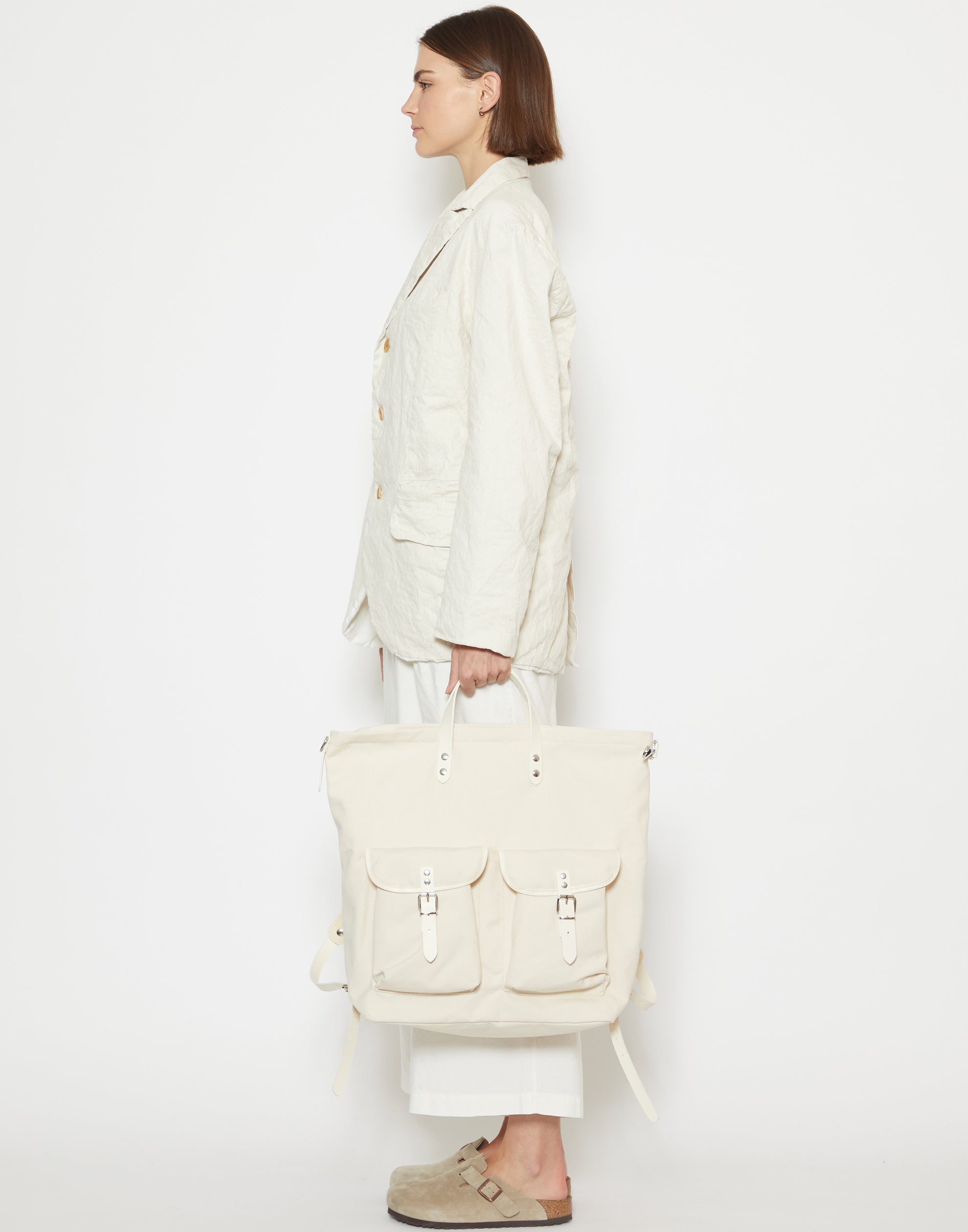 White & Chalk Cotton Canvas Rucksack