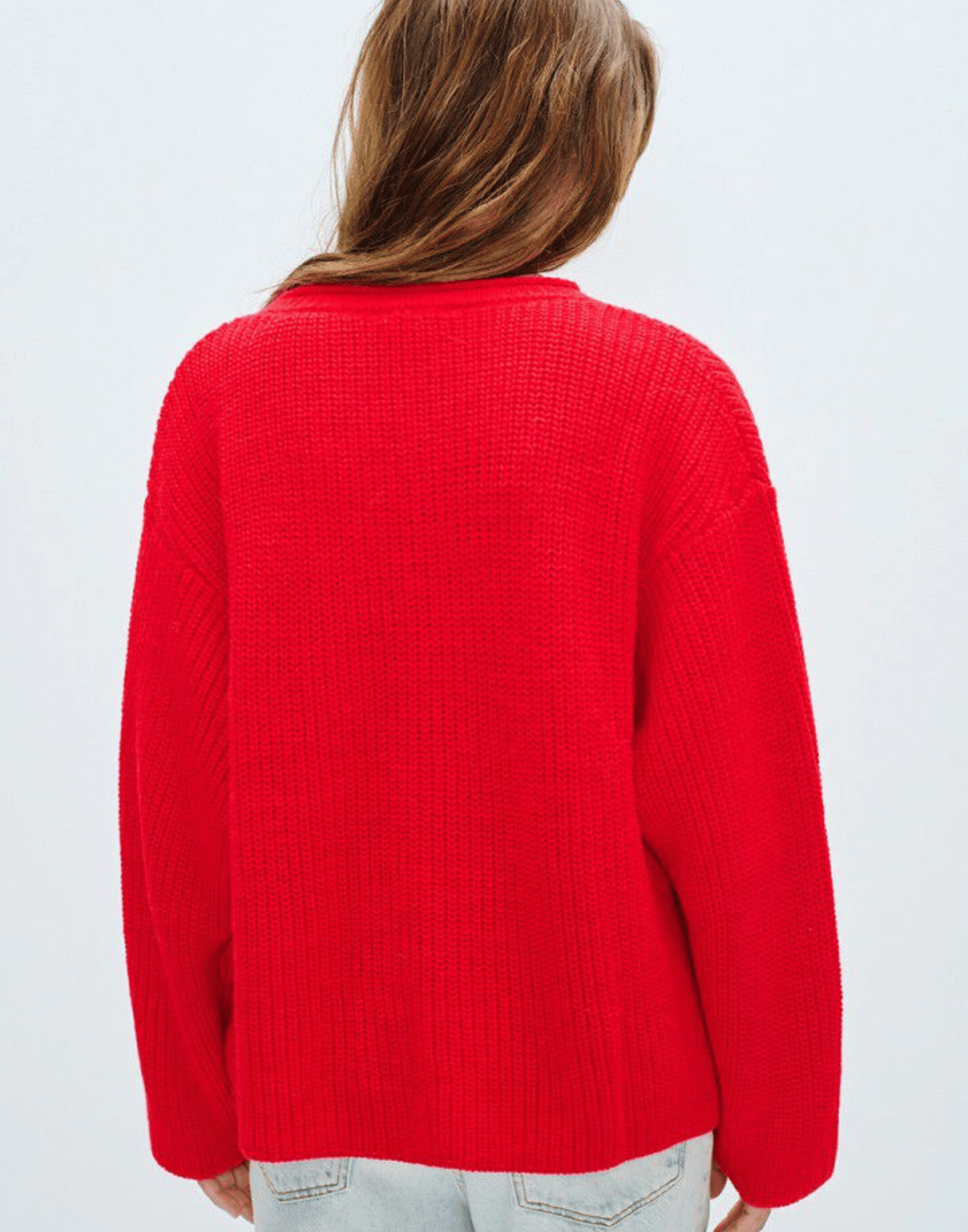Scarlet Red Wool Blend Crashway Pullover