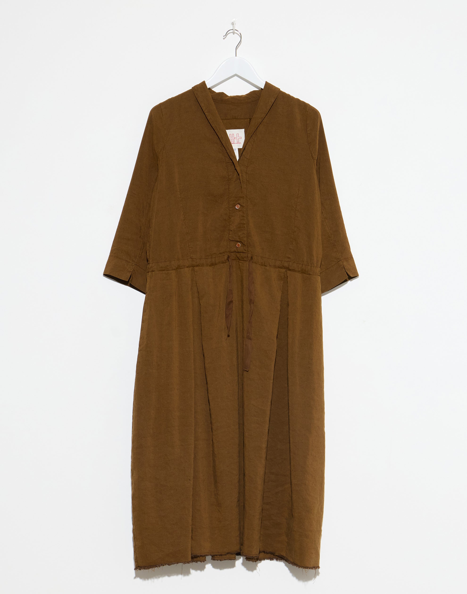 Tobacco Linen & Silk Dena Dress