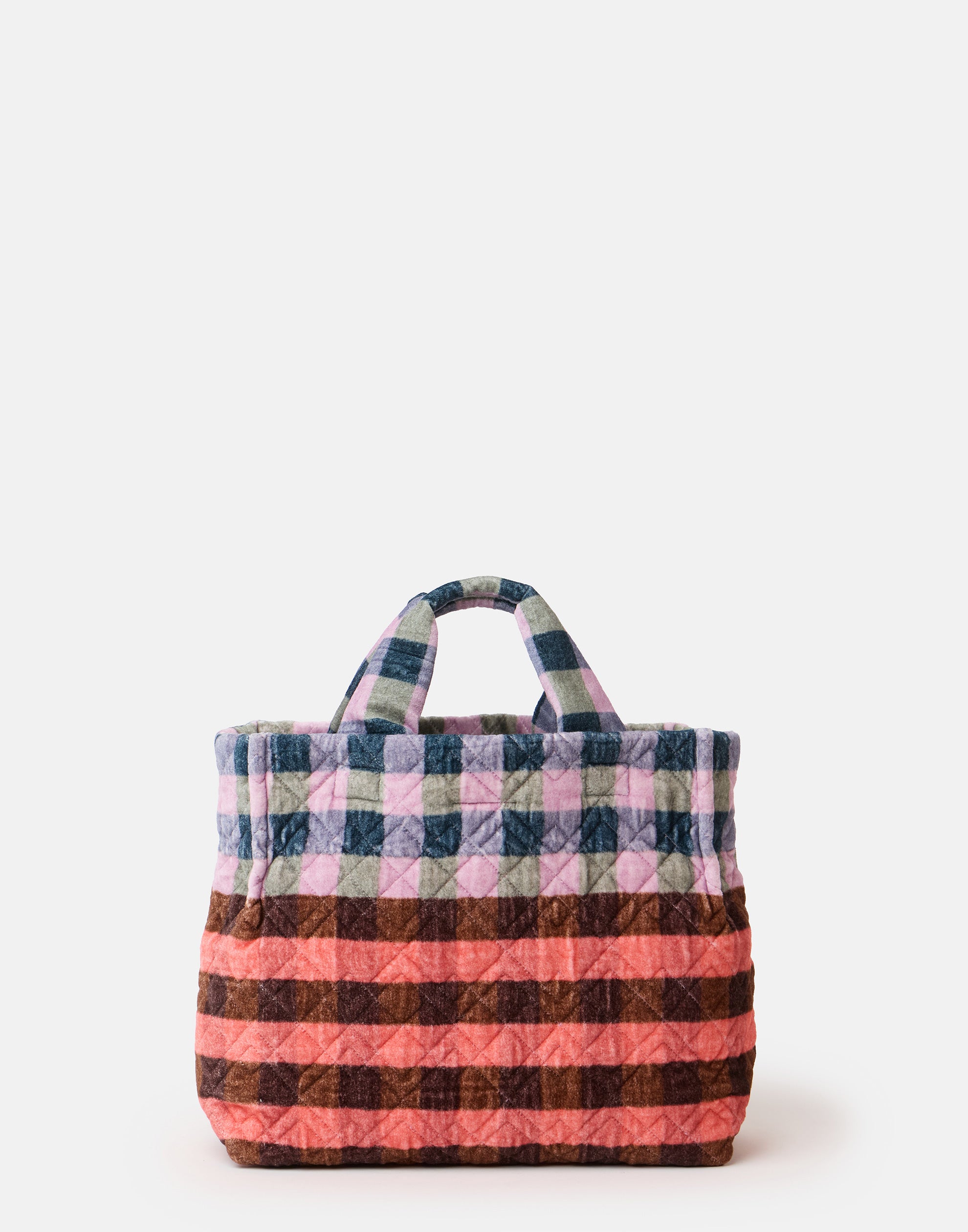 Red & Pink Medium Cotton Velvet Tote