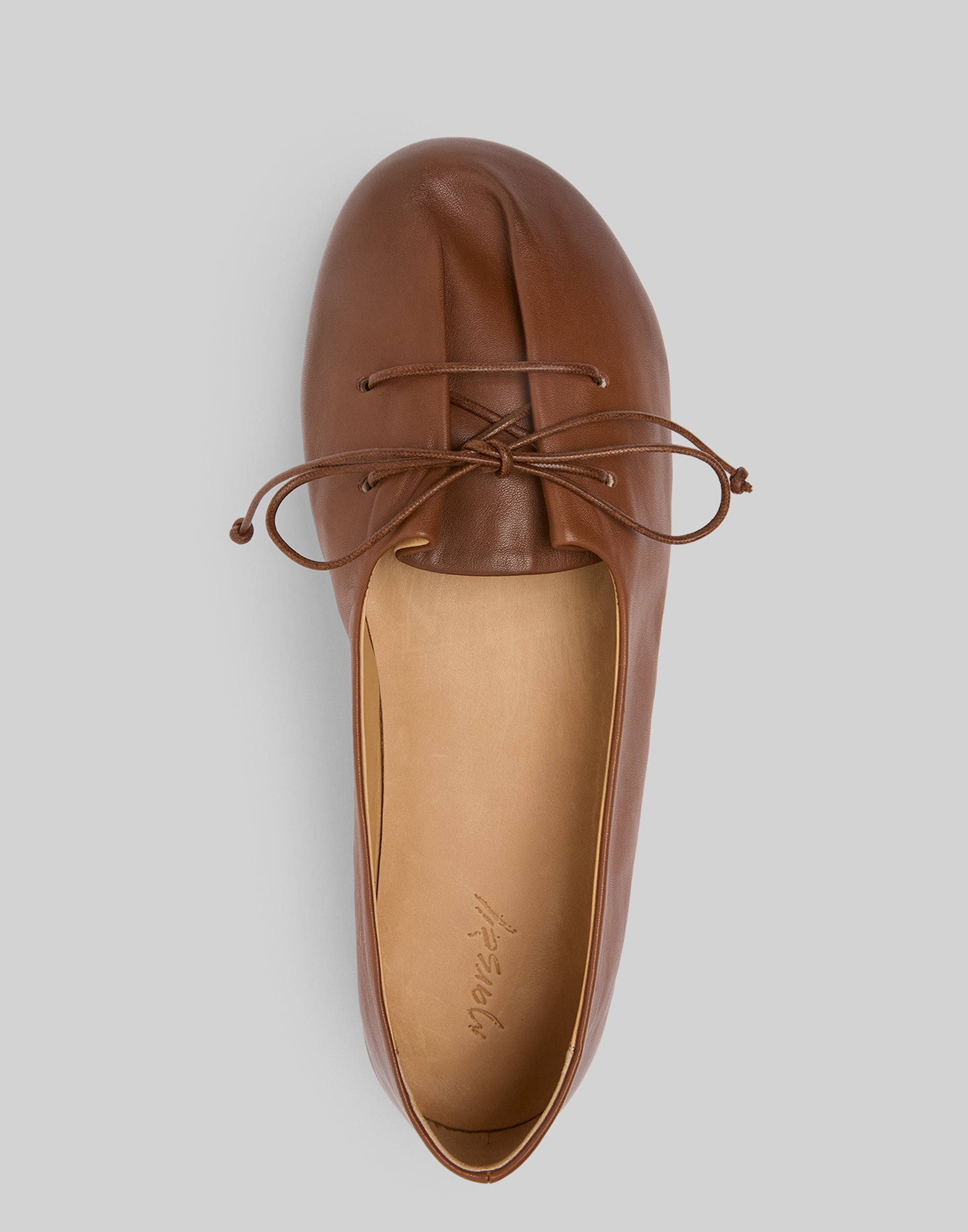 Basalt Brown Leather Girella Ballerina Shoes