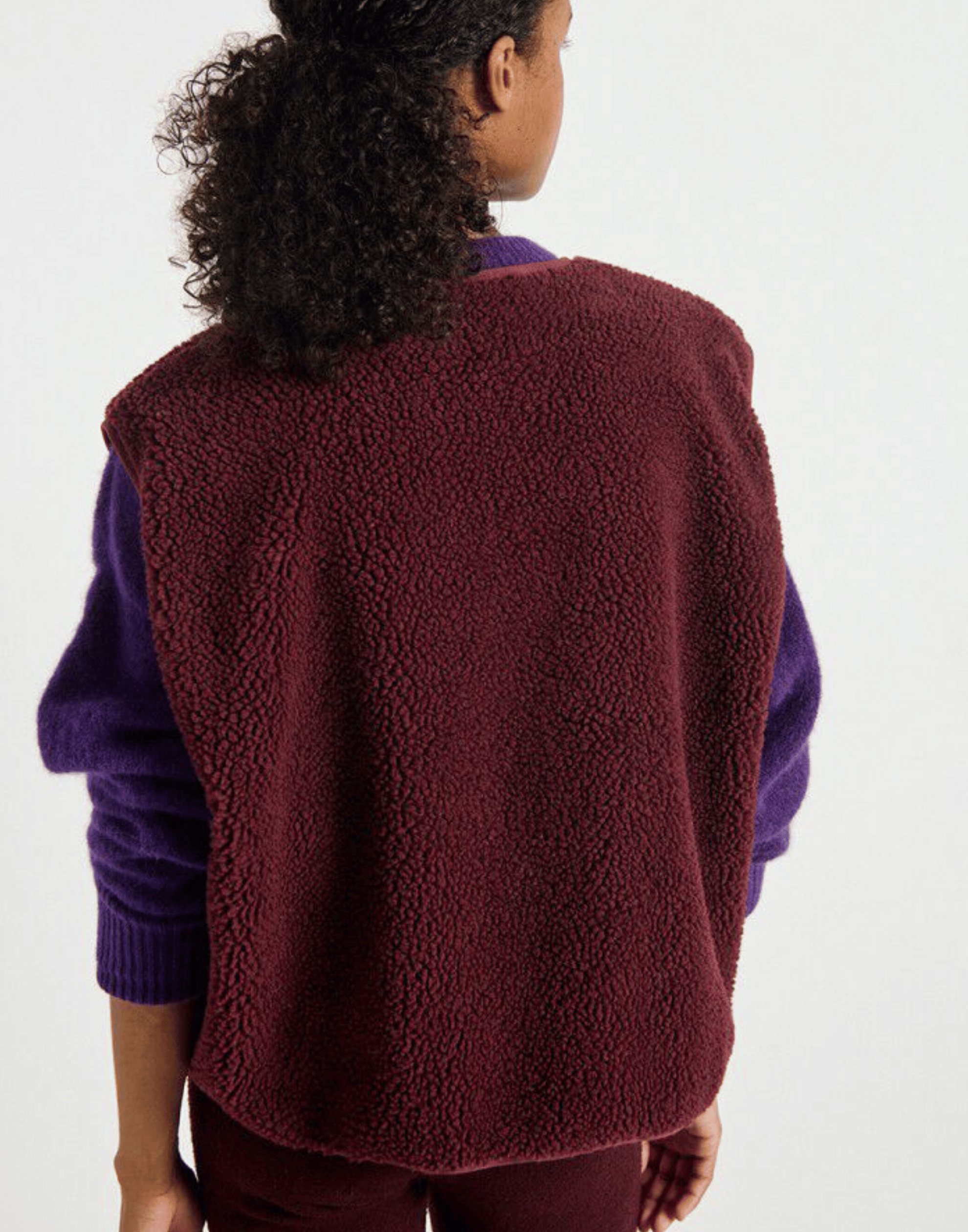 Burgundy Melange Faux Shearling Hocktown Vest