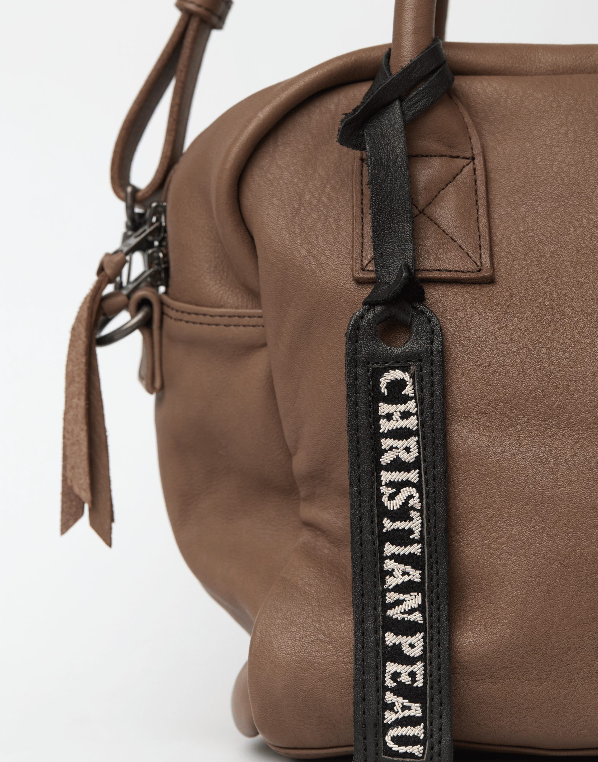 Plum Grey Leather Small Shoulder Bag