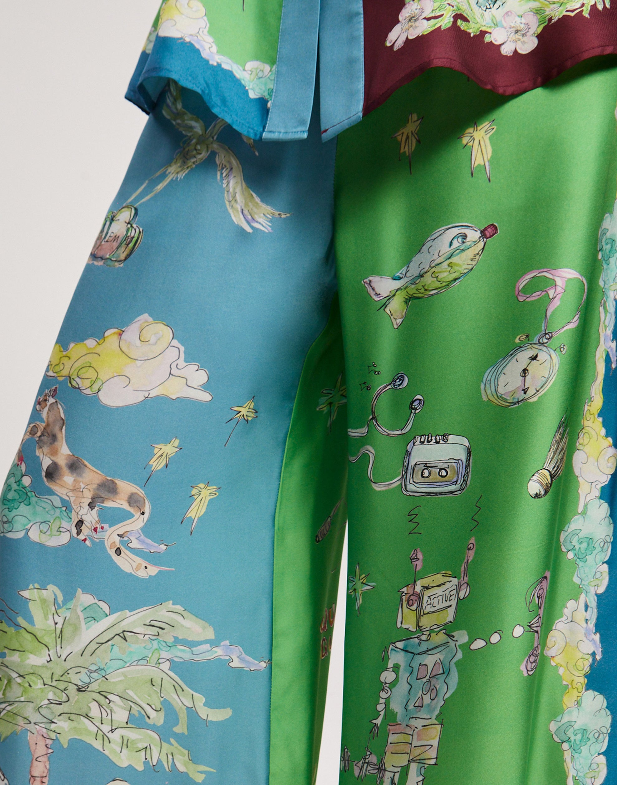 Silk Twill Daria Wide Leg Pants