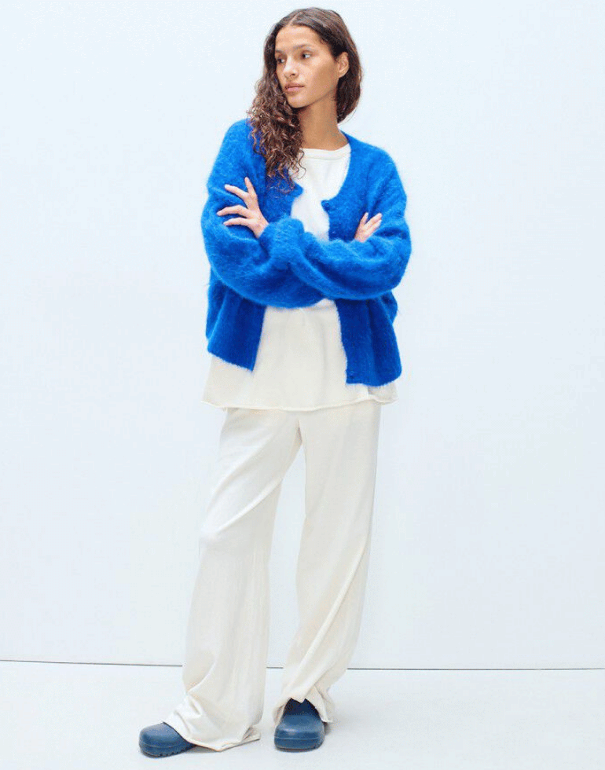 Royal Blue Marl Alpaca Blend Niby Cardigan
