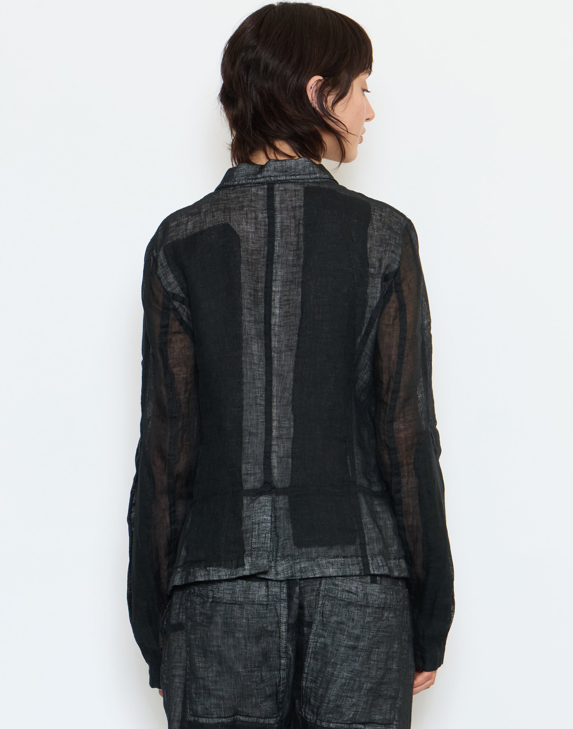Black Patch Linen Jacket