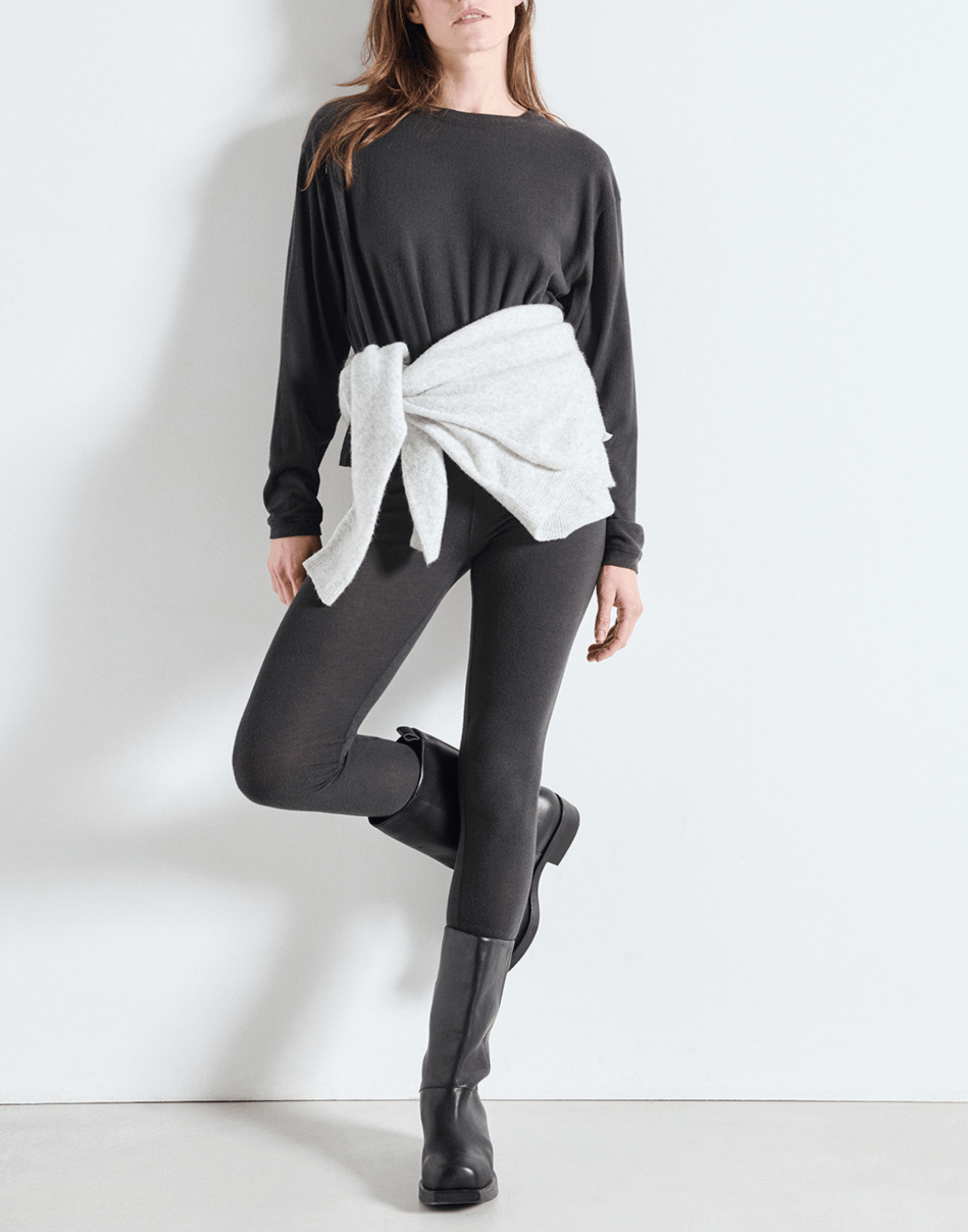 Carbon Cotton Blend Ypawood Long Sleeve T-Shirt