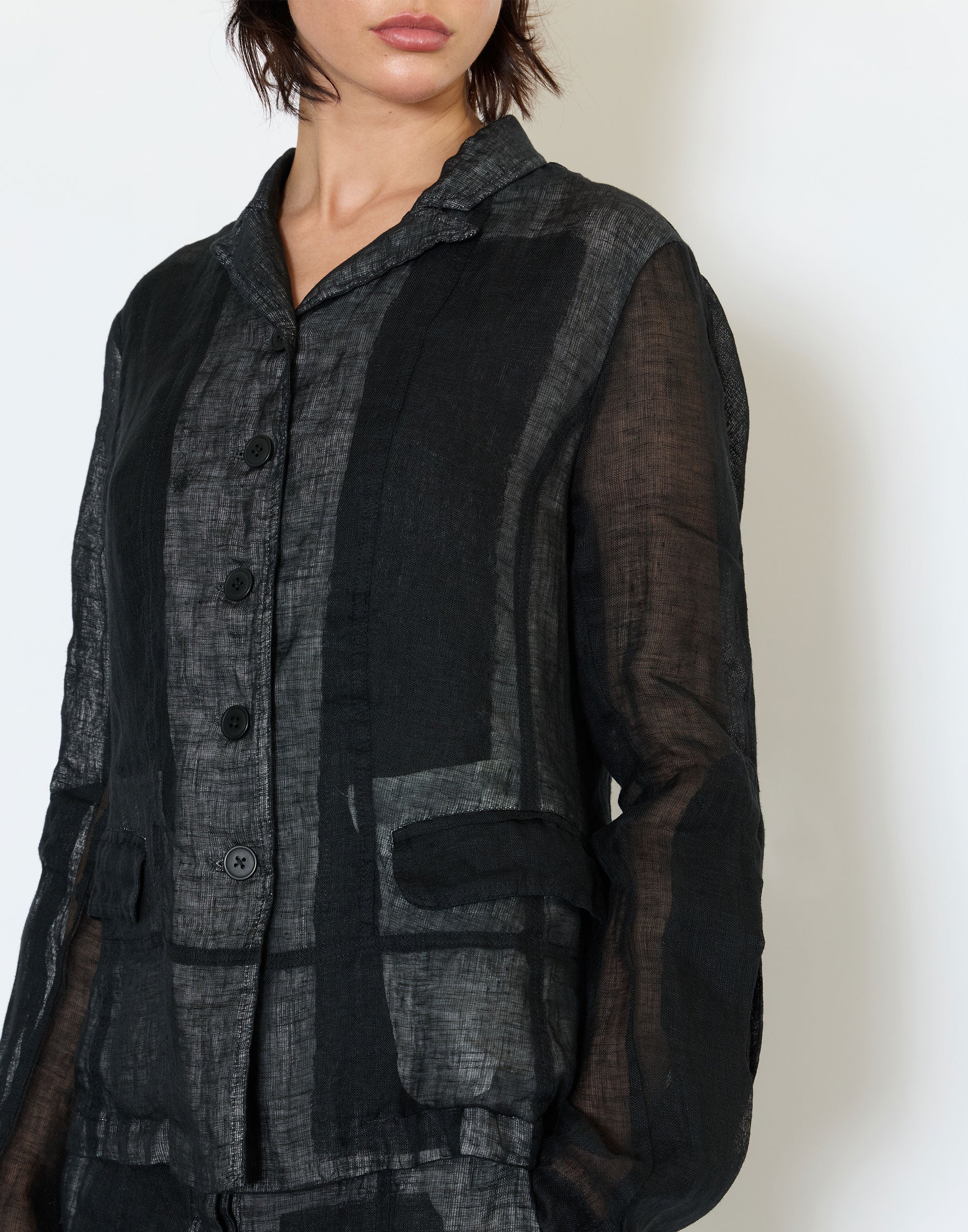 Black Patch Linen Jacket