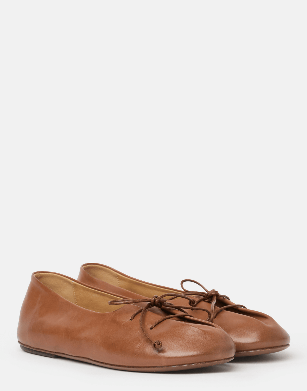Basalt Brown Leather Girella Ballerina Shoes