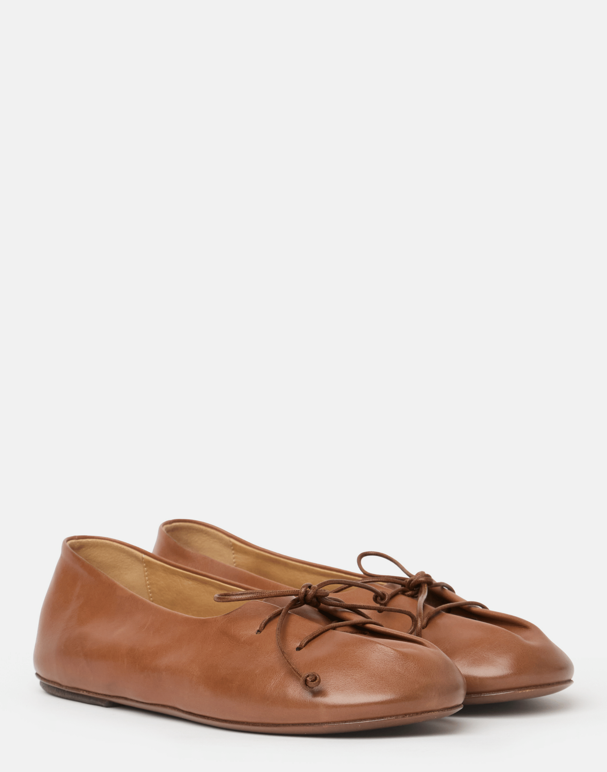 Basalt Brown Leather Girella Ballerina Shoes
