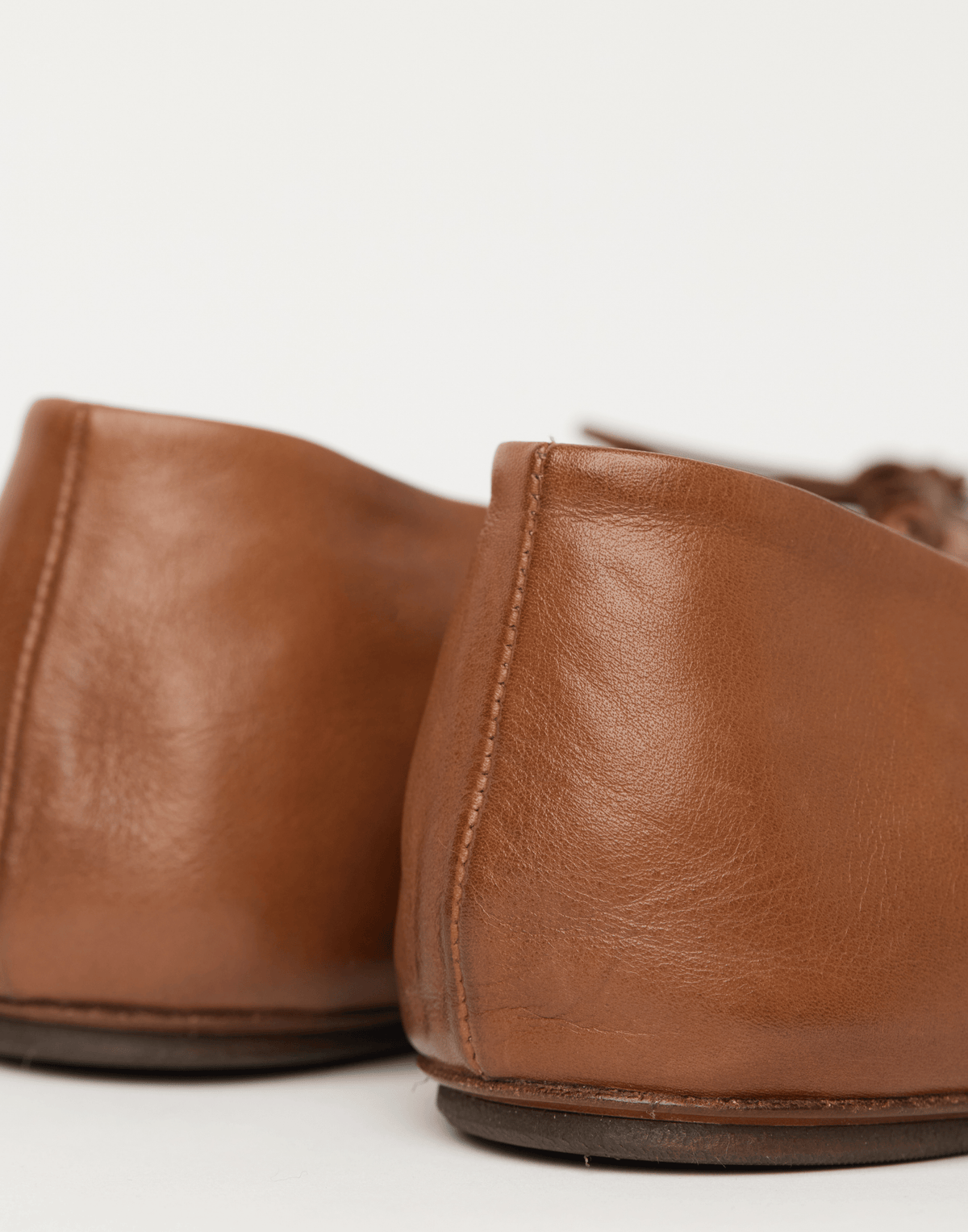 Basalt Brown Leather Girella Ballerina Shoes
