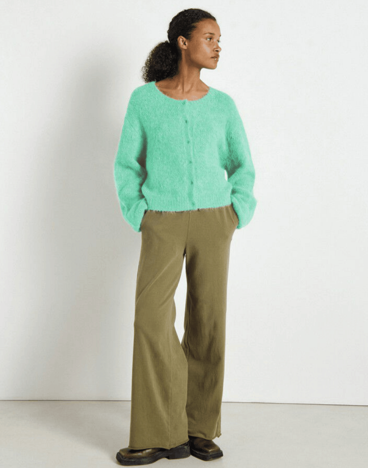 Mint Marl Alpaca Blend Niby Cardigan