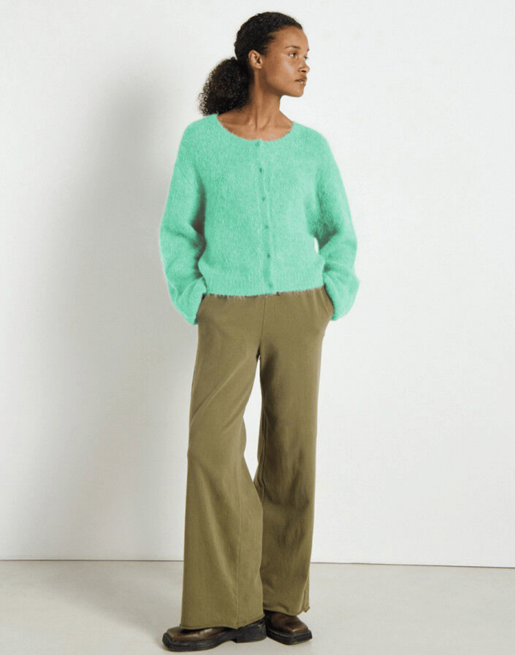 Mint Marl Alpaca Blend Niby Cardigan