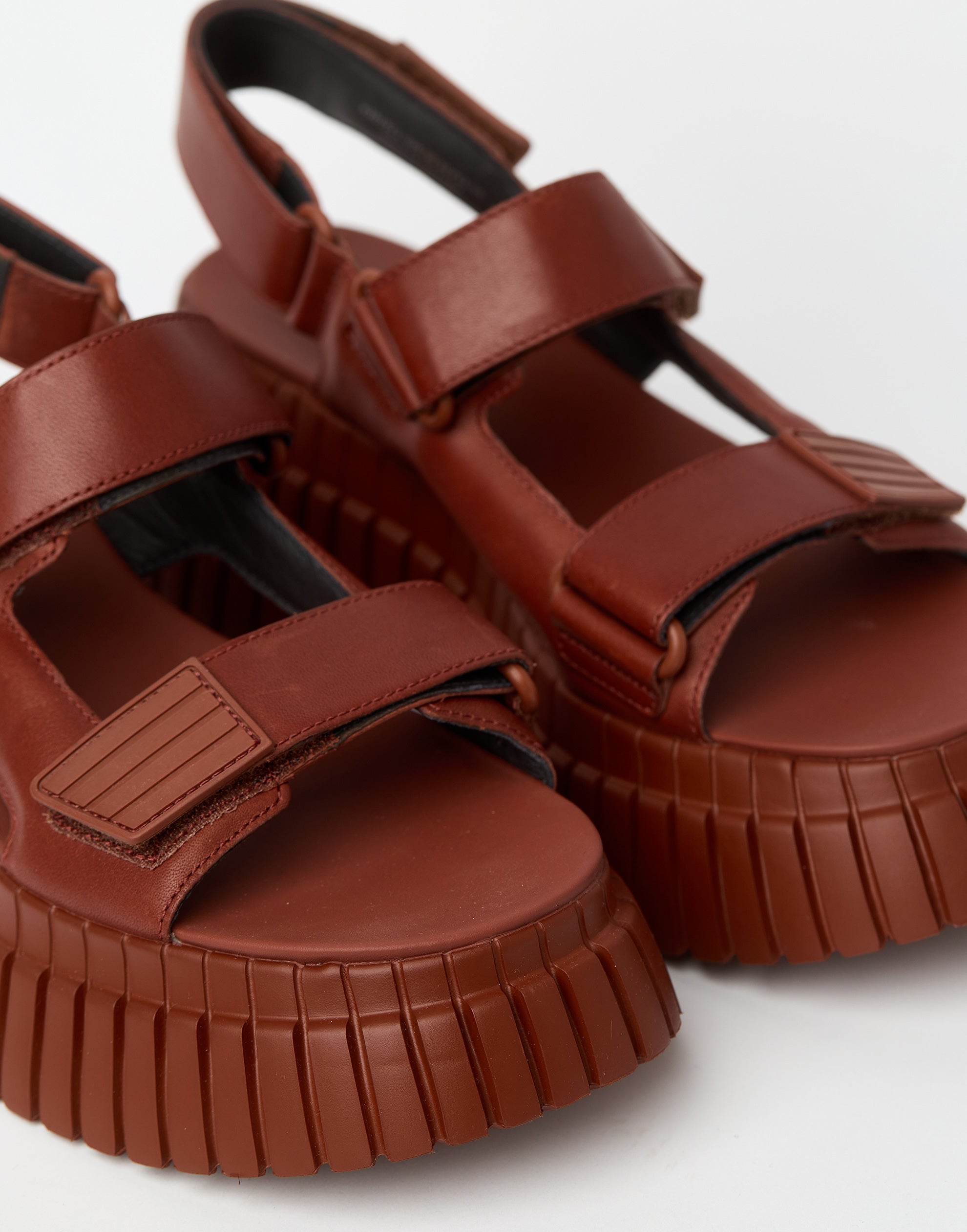 Cognac Leather Pix Platform Sandals