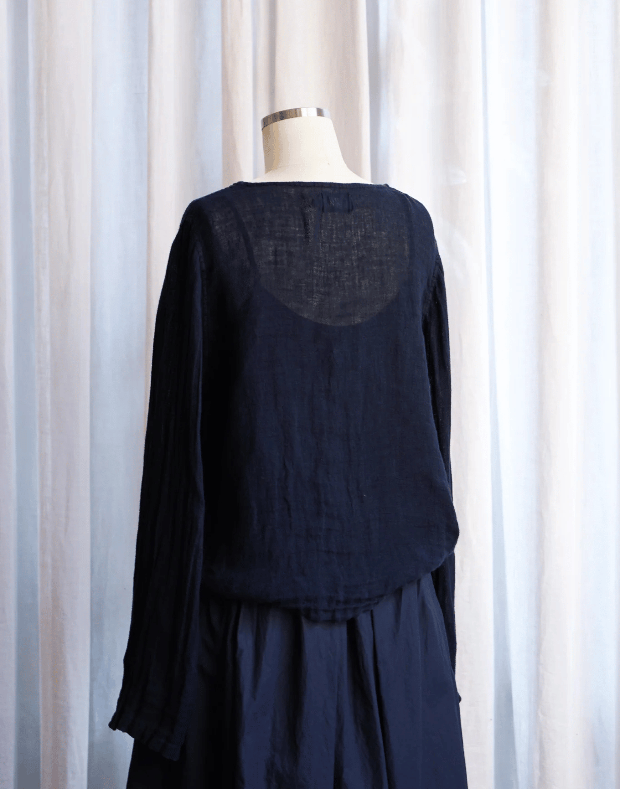 Dark Navy Linen Gauze Lilly Top