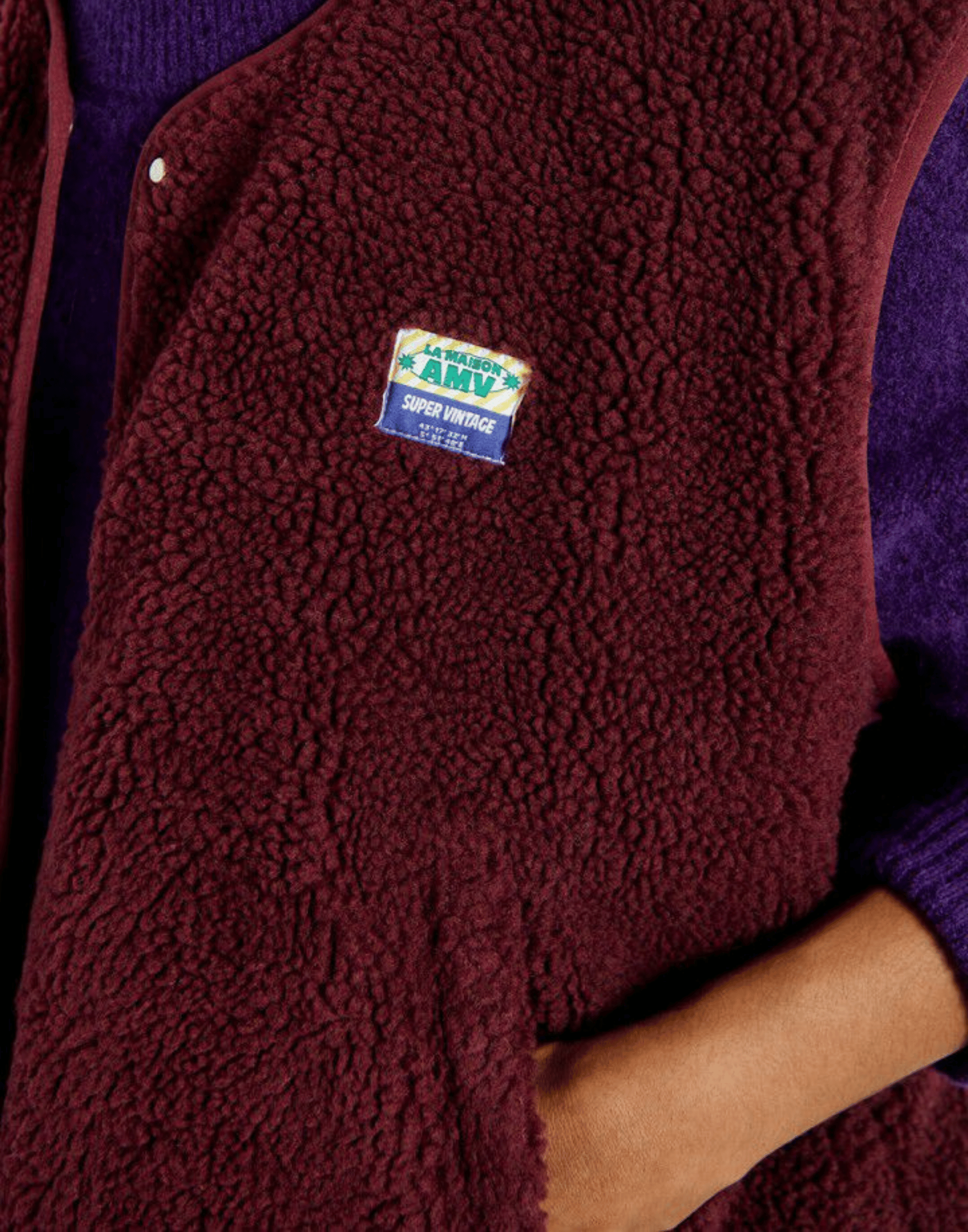 Burgundy Melange Faux Shearling Hocktown Vest