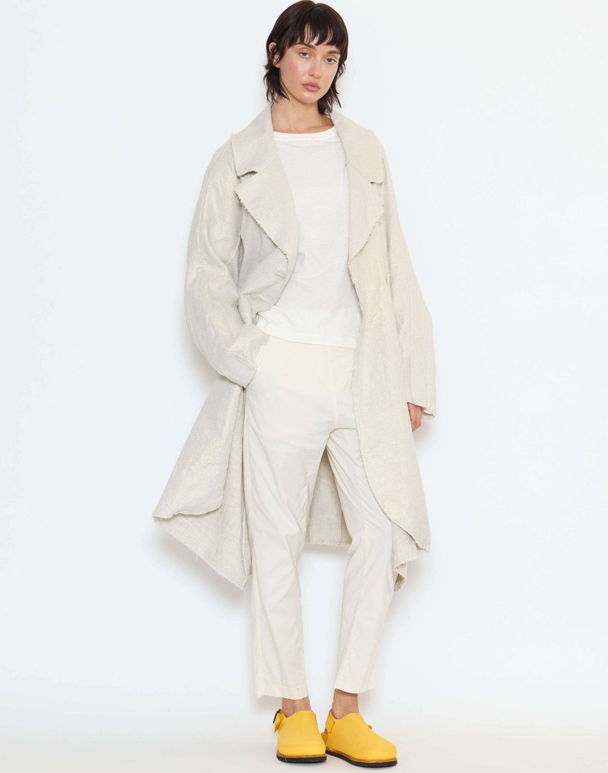 Grey Beige Cotton Stretch Tapered Pants