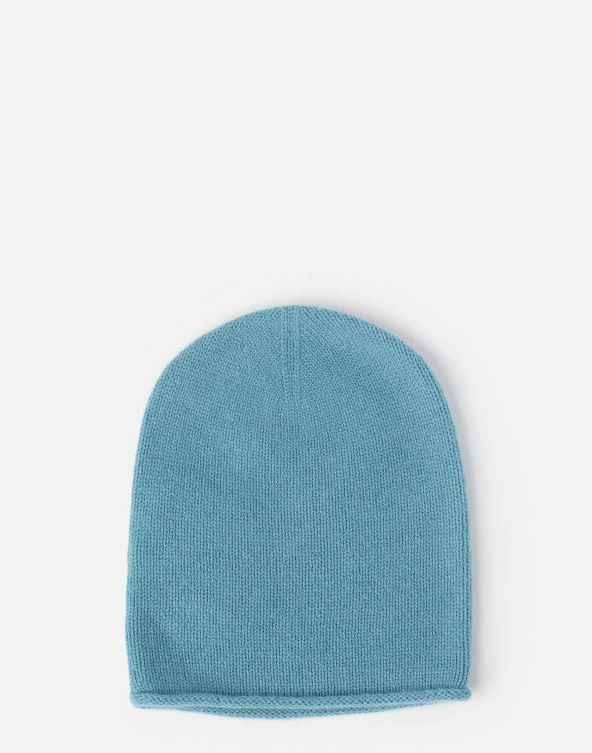 Lake Blue Cashmere Rolled Edge Beanie