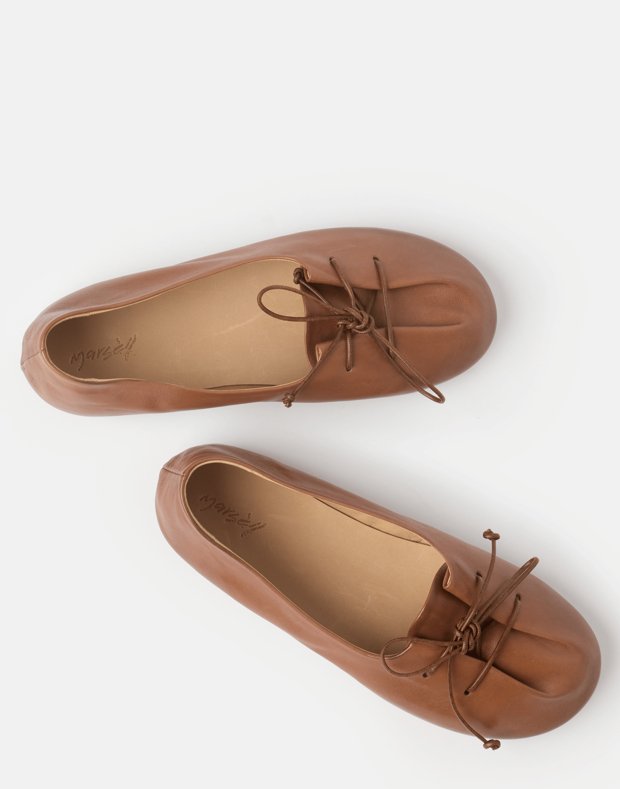 Basalt Brown Leather Girella Ballerina Shoes