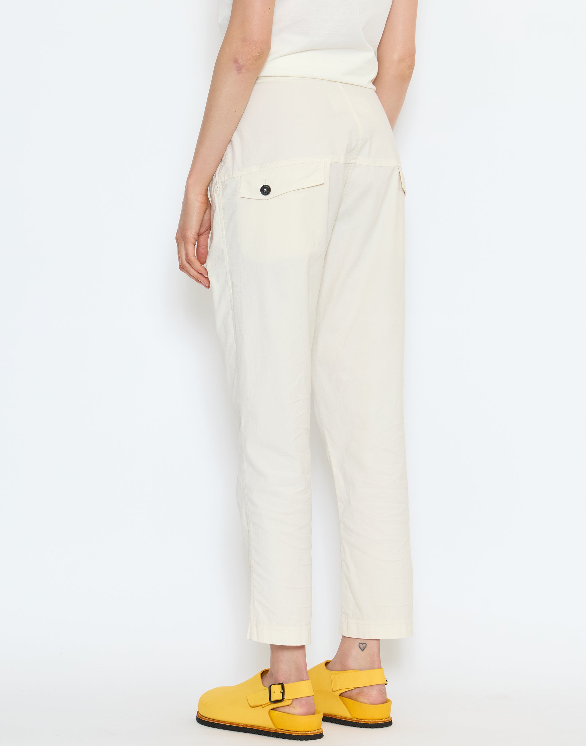 Grey Beige Cotton Stretch Tapered Pants