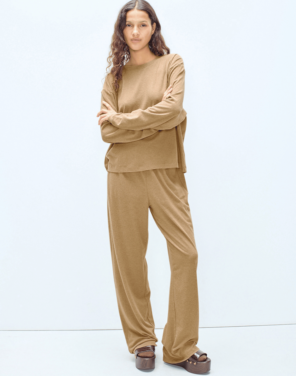 Macchiato Cotton Blend Ypawood Long Sleeve T-Shirt