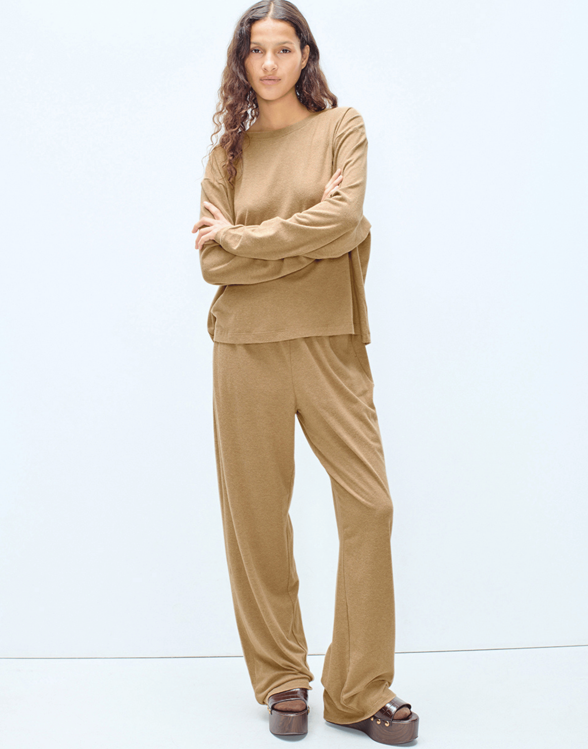 Macchiato Cotton Blend Ypawood Long Sleeve T-Shirt