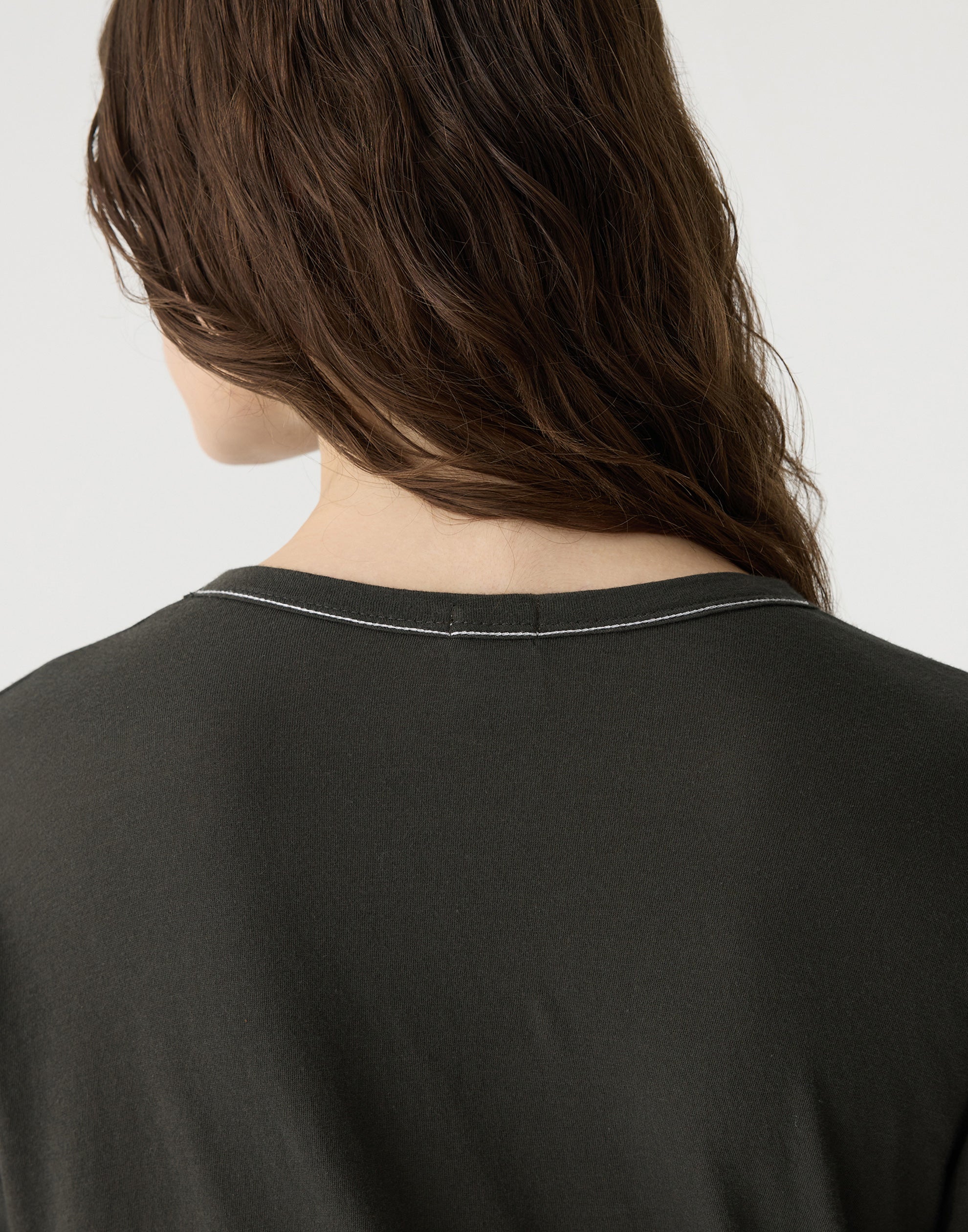 Slate Grey Cotton Scoop Hem T-Shirt