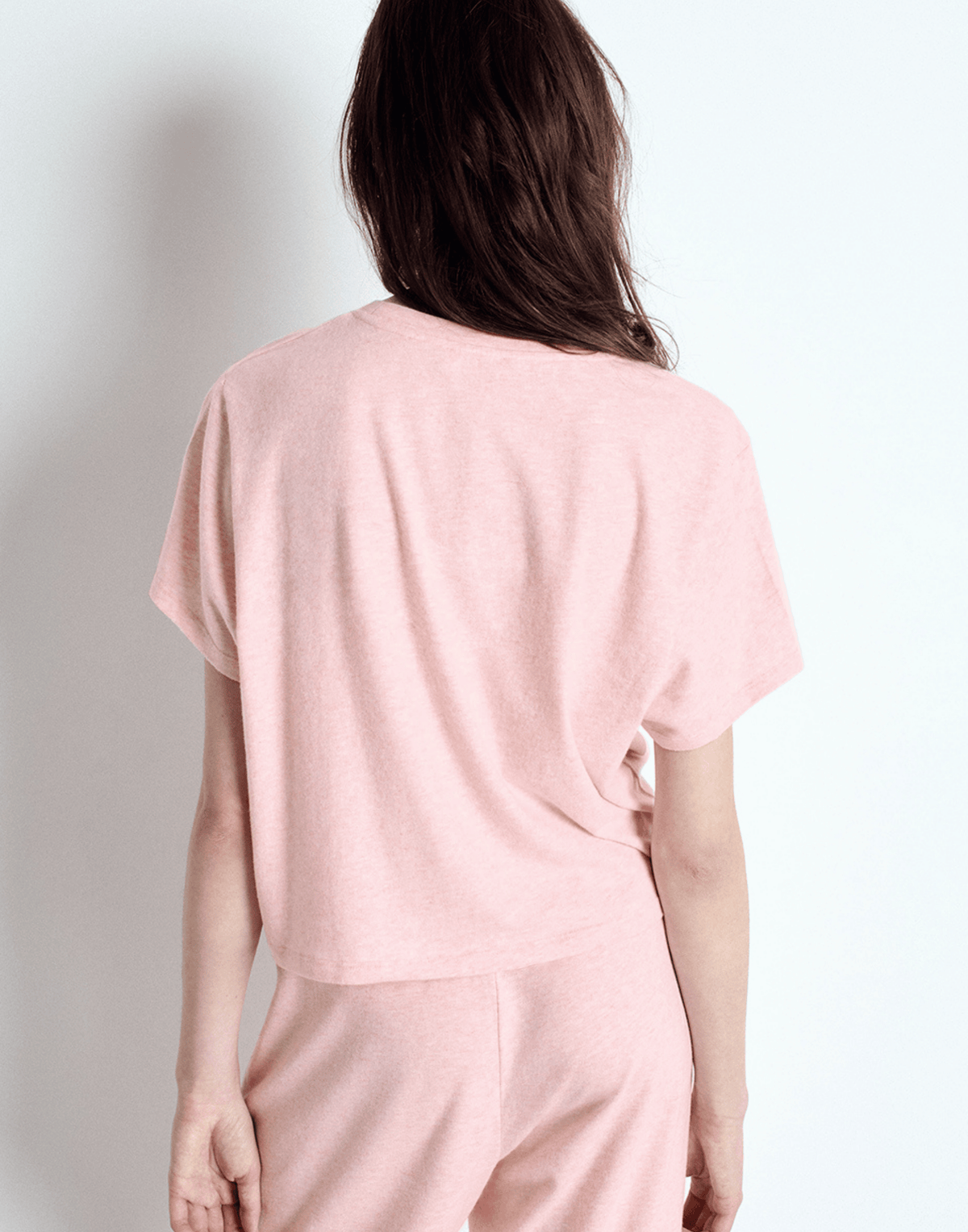 Pink Melange Cotton Blend Ypawood T-Shirt