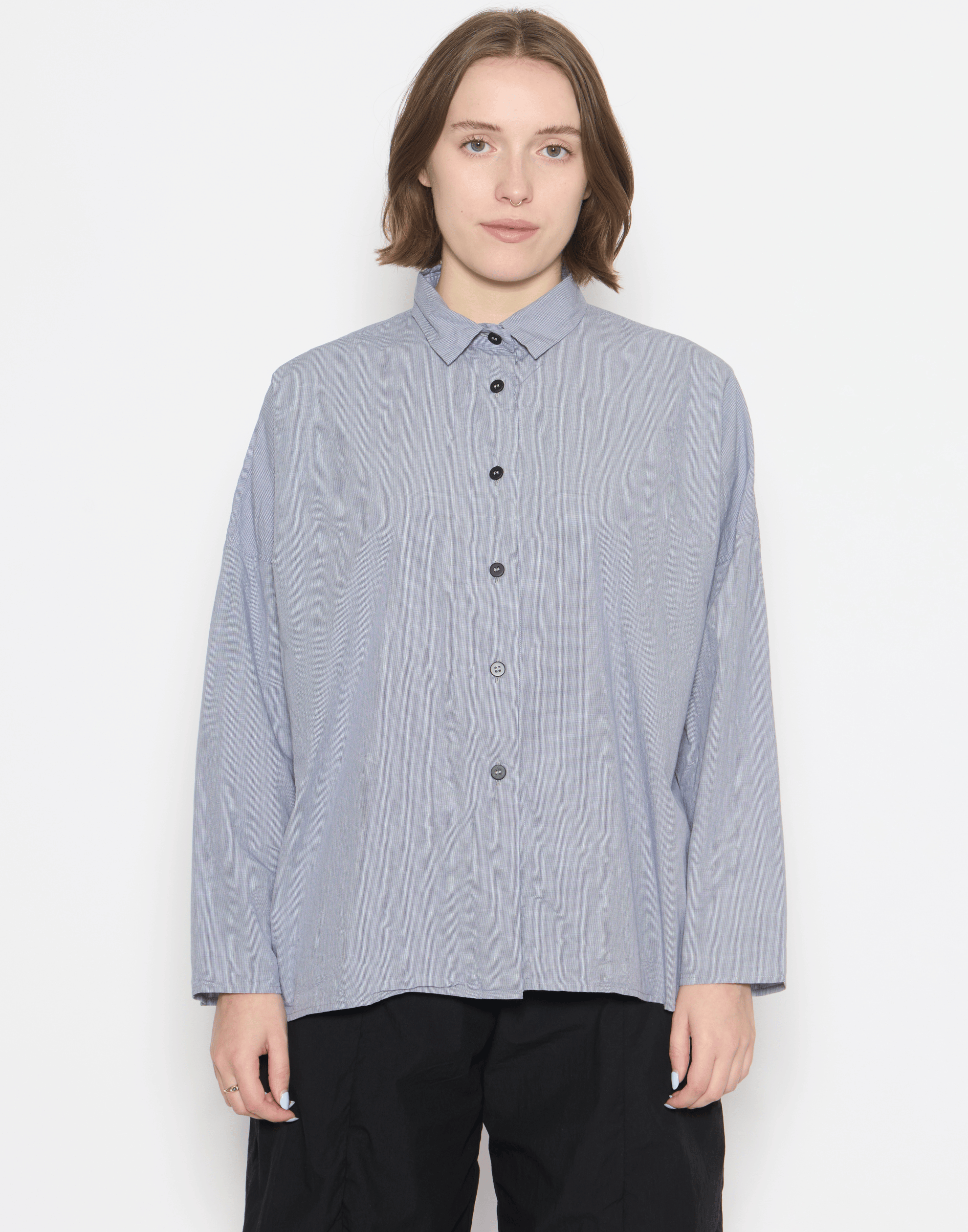 Charcoal Check Cotton Tina Shirt
