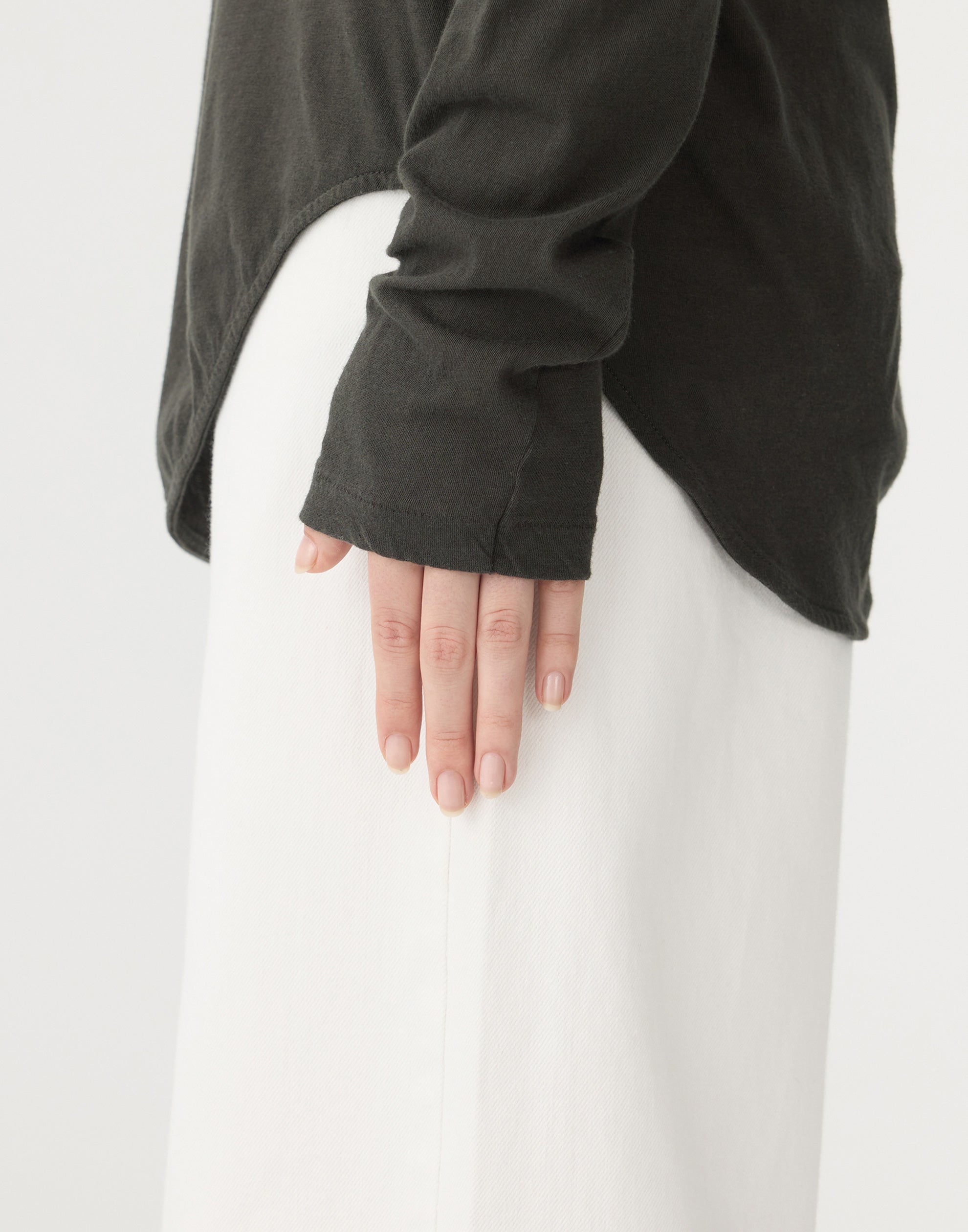 Slate Grey Cotton Scoop Hem T-Shirt