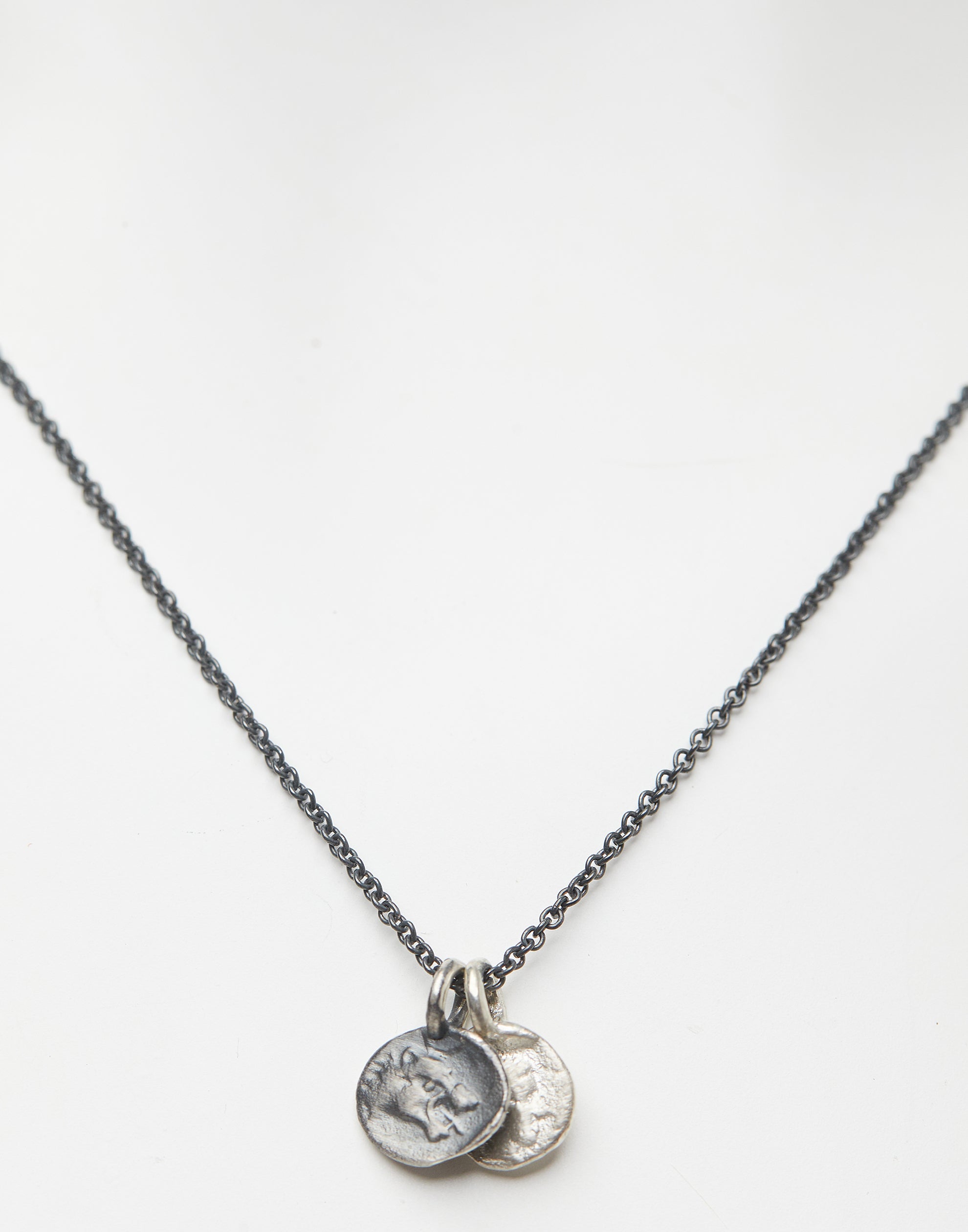 № 2 Greek Coins & Oxidised Silver Necklace