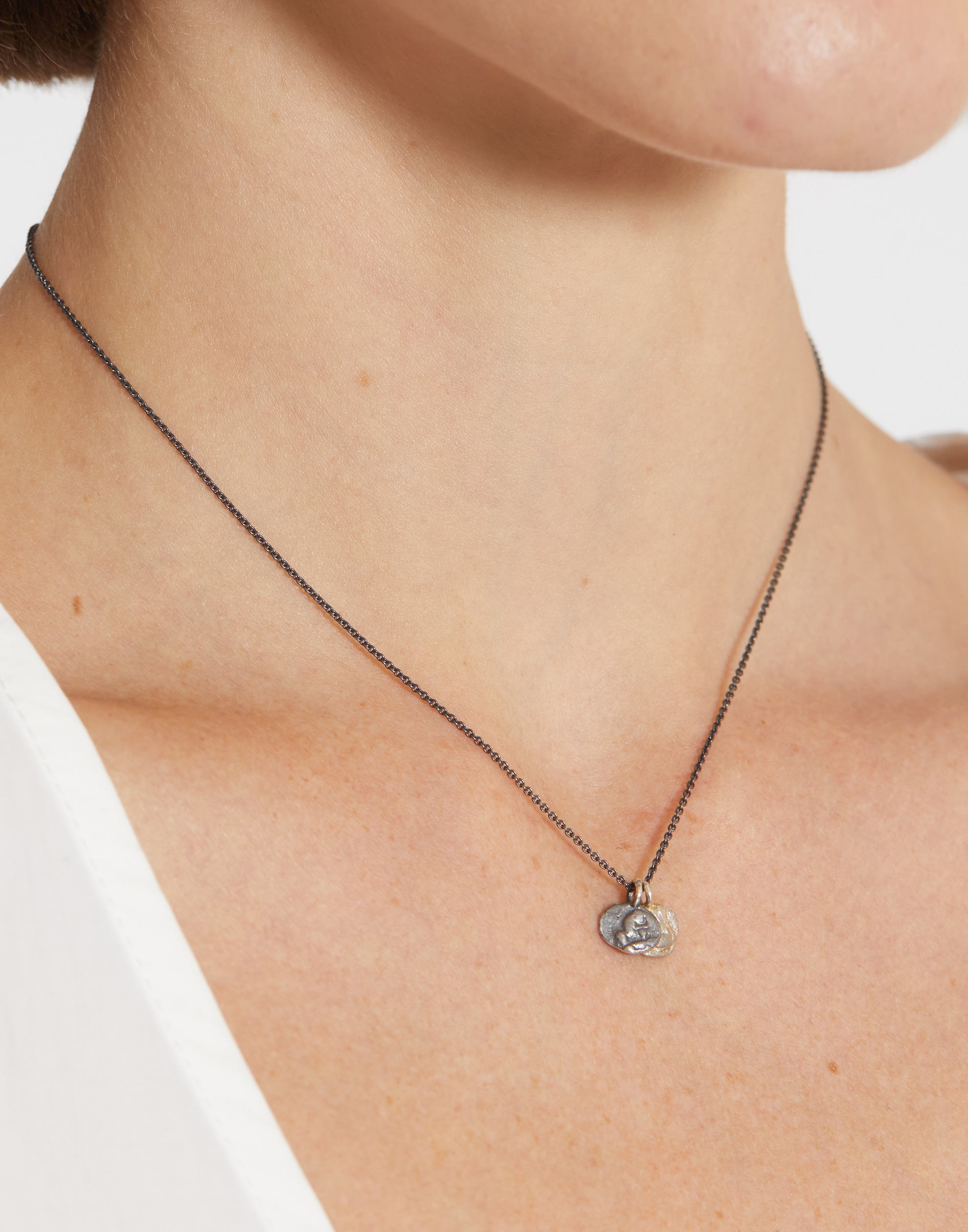 № 2 Greek Coins & Oxidised Silver Necklace
