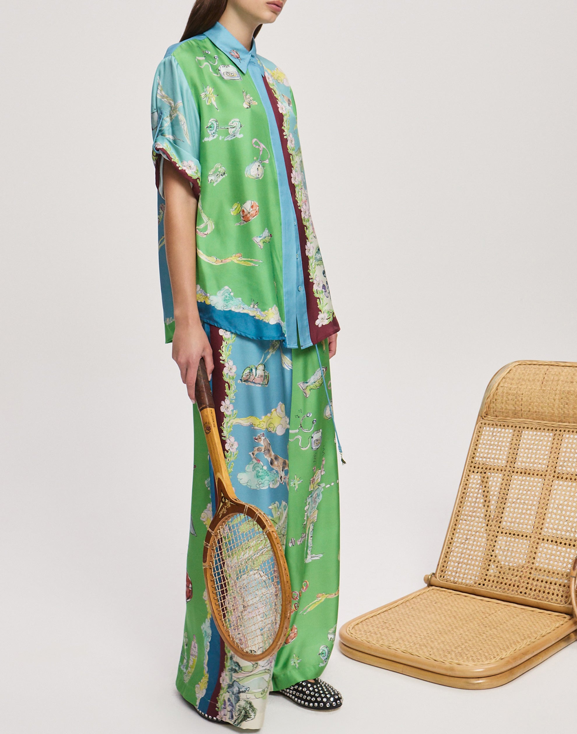 Silk Twill Daria Wide Leg Pants