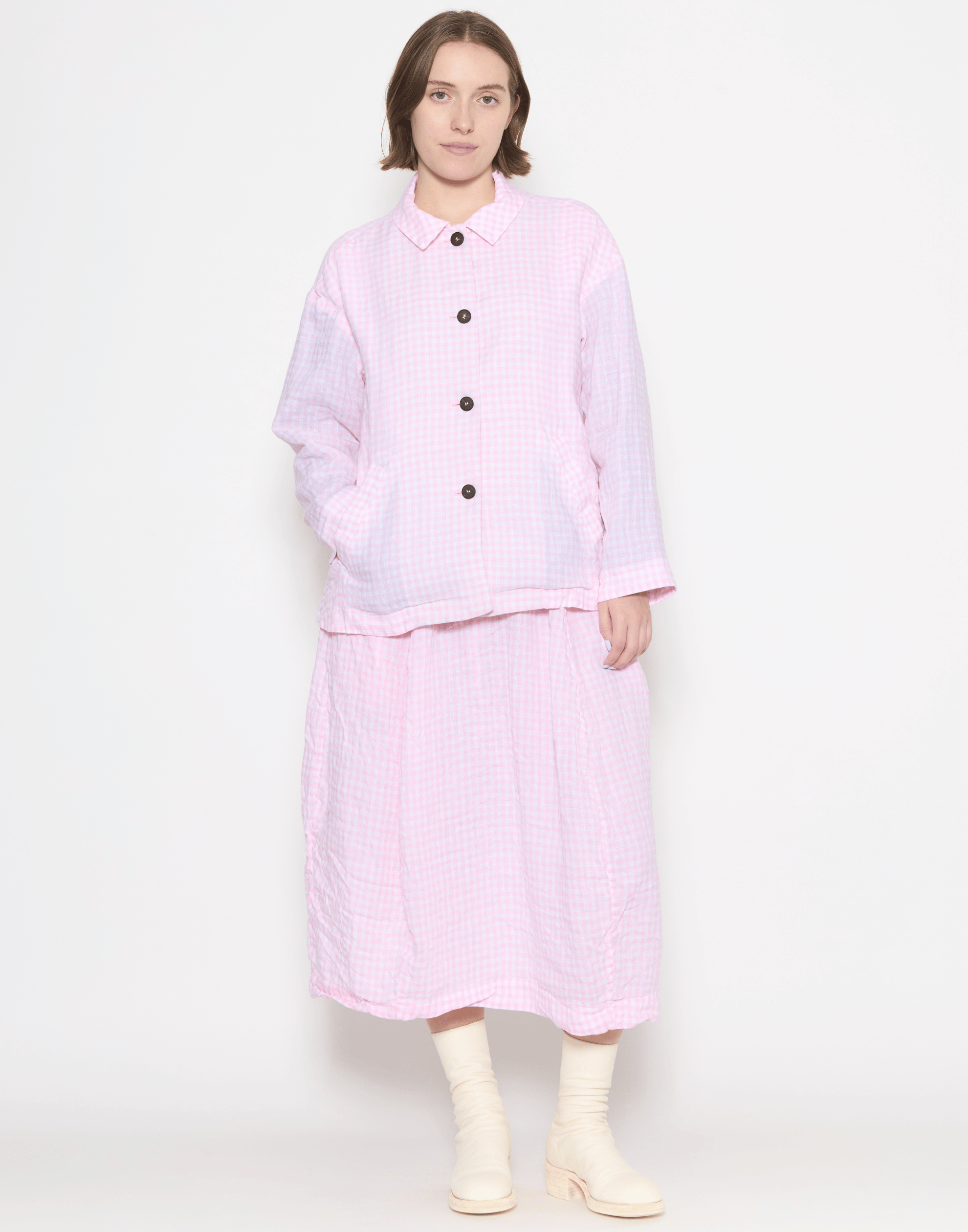 Pink Check Linen Uli Jacket