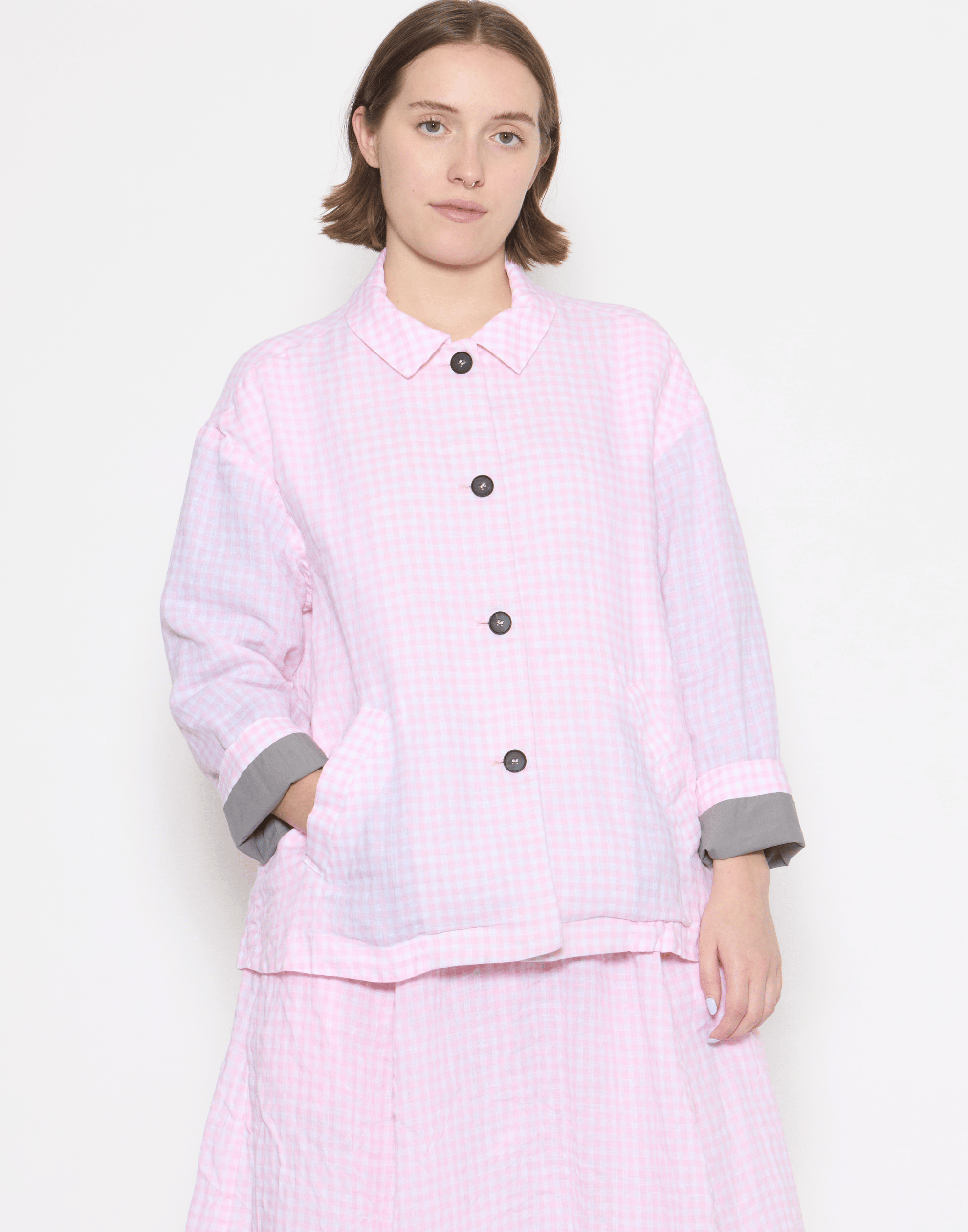 Pink Check Linen Uli Jacket