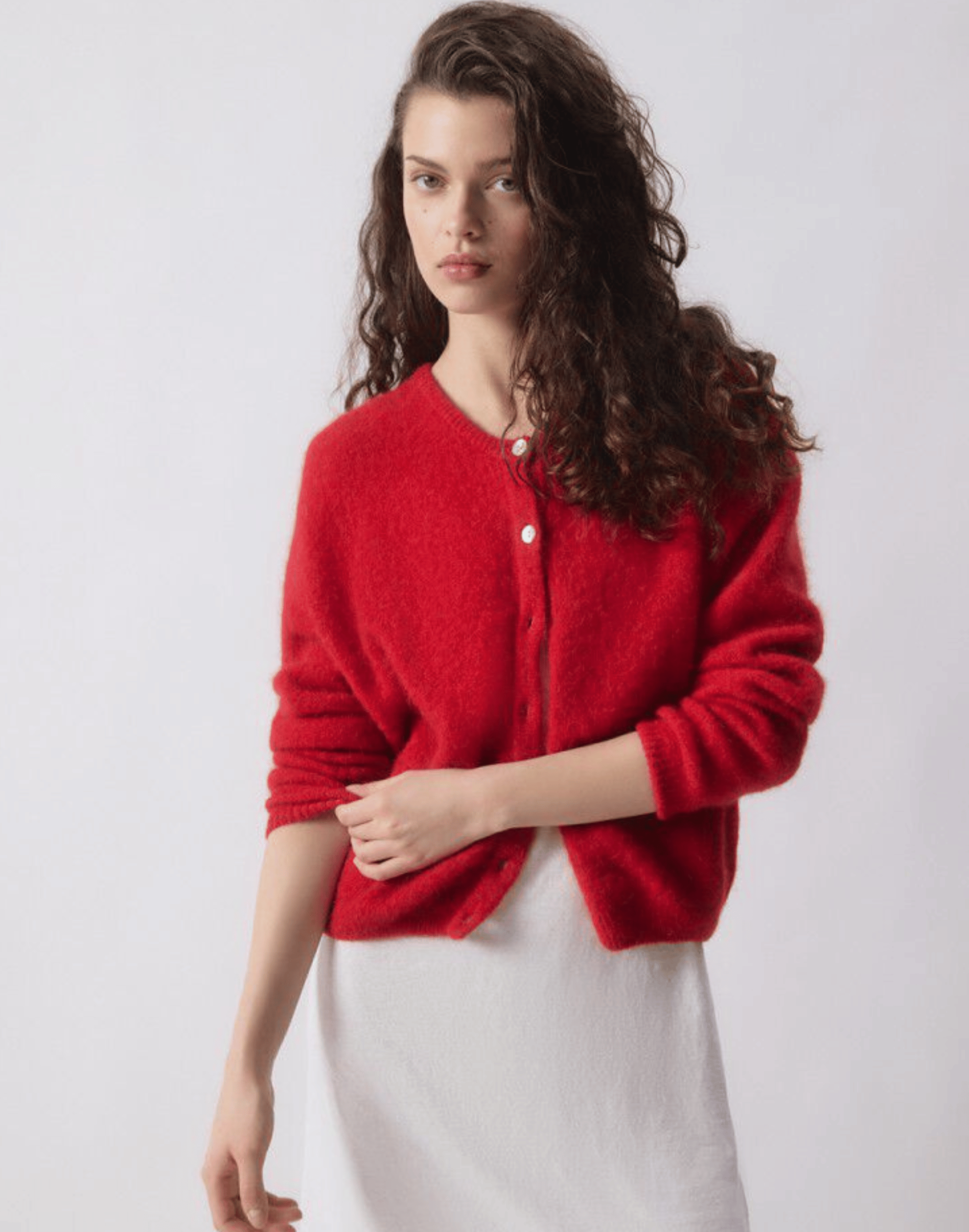 Carmine Melange Wool & Alpaca Vitow Cardigan