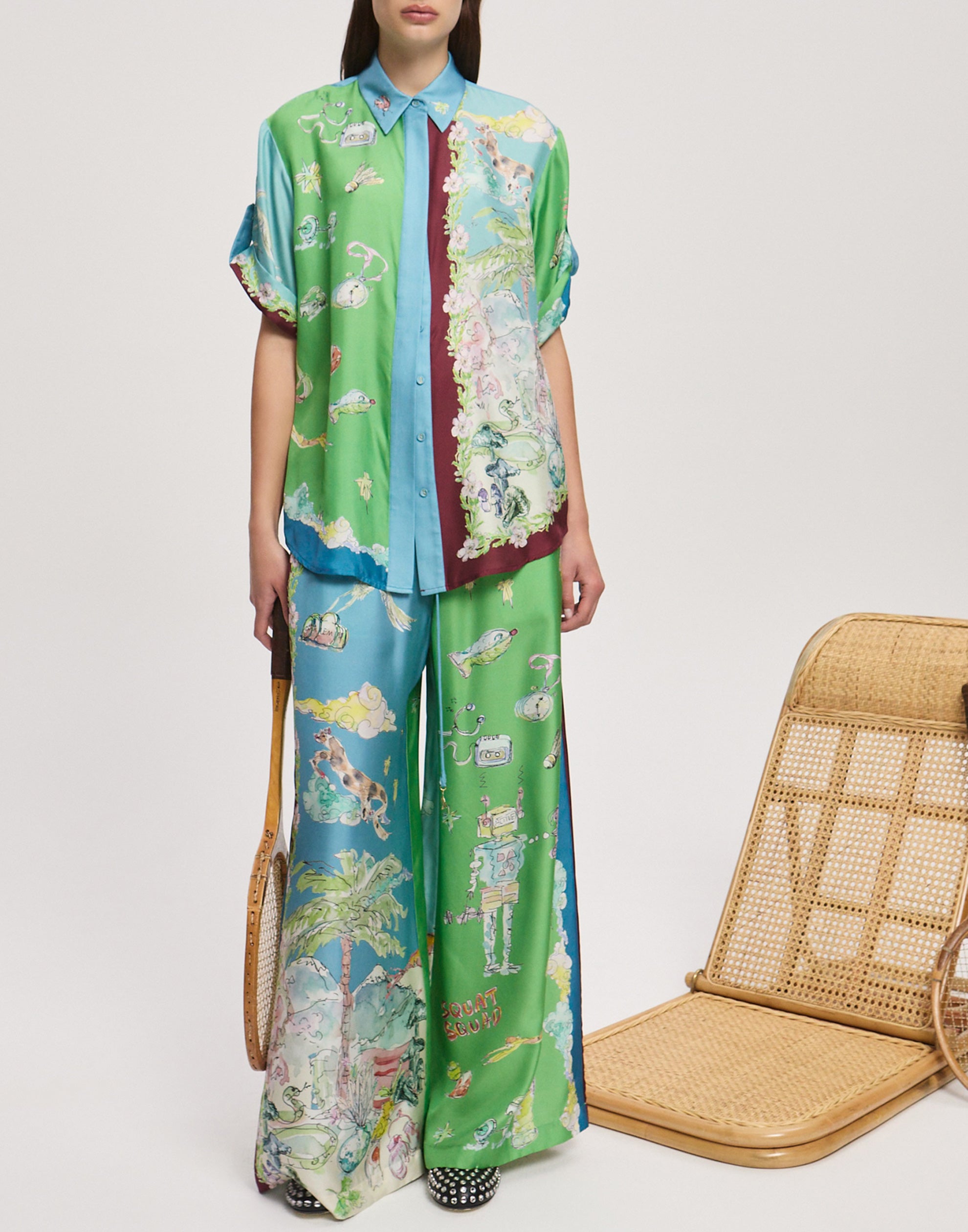 Silk Twill Daria Wide Leg Pants