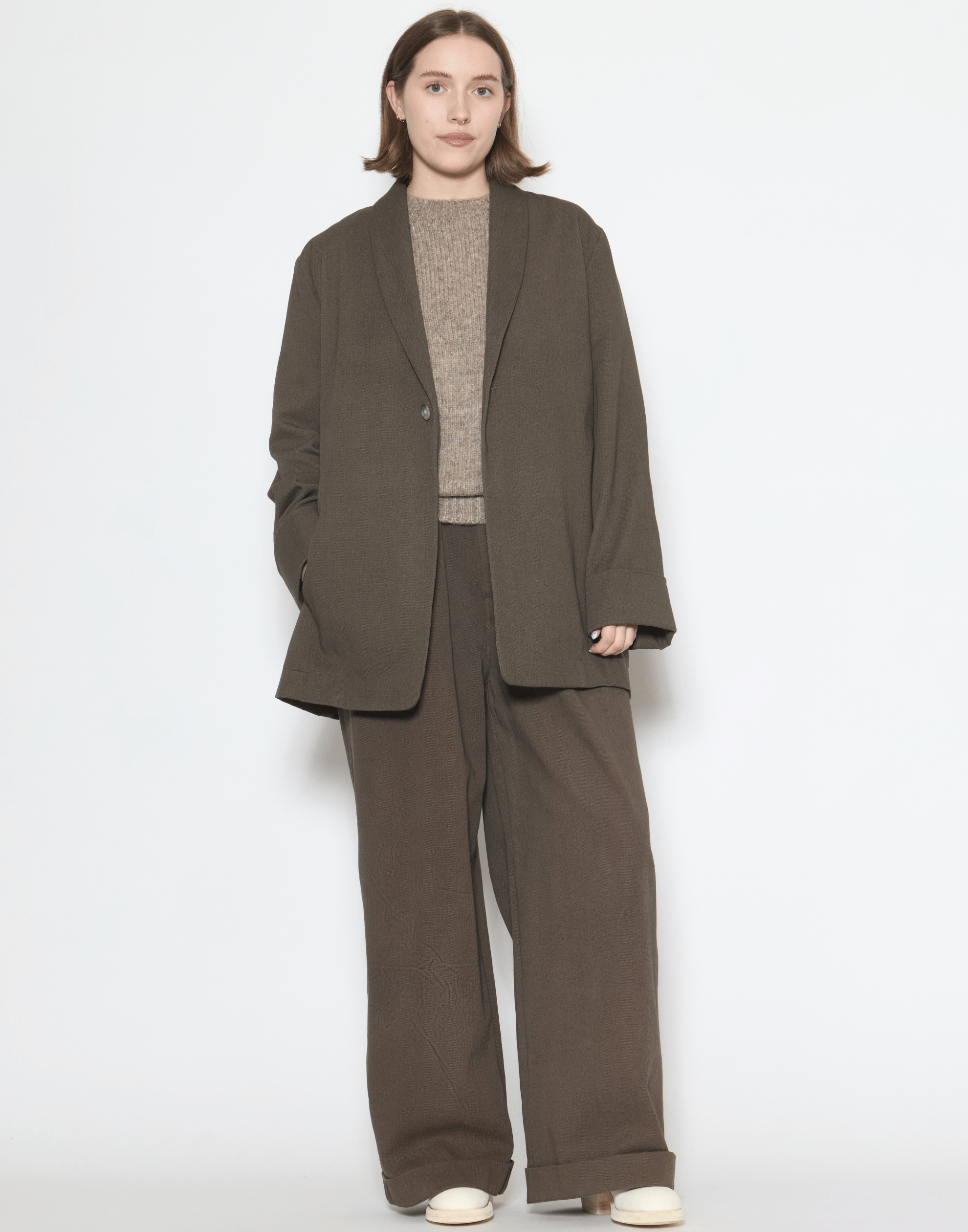 Barnwood Brown Cotton Painted Blazer