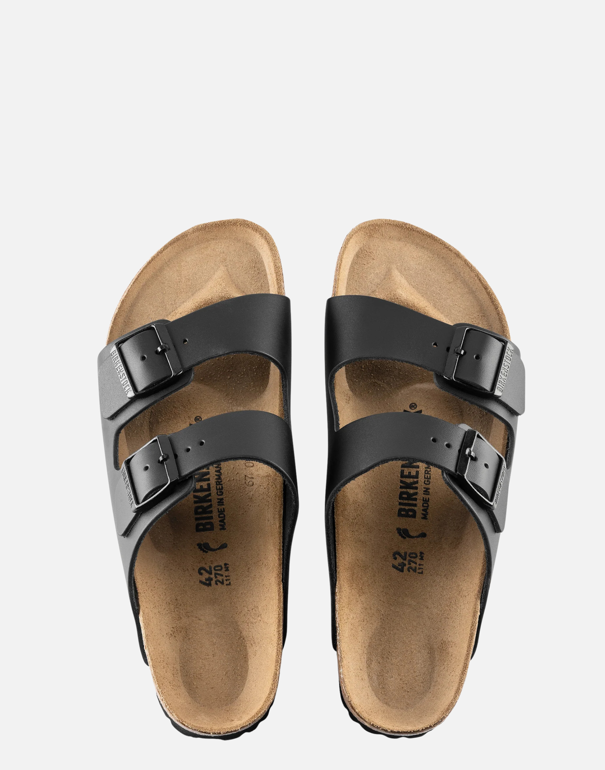 Regular Black Smooth Leather Arizona Sandals