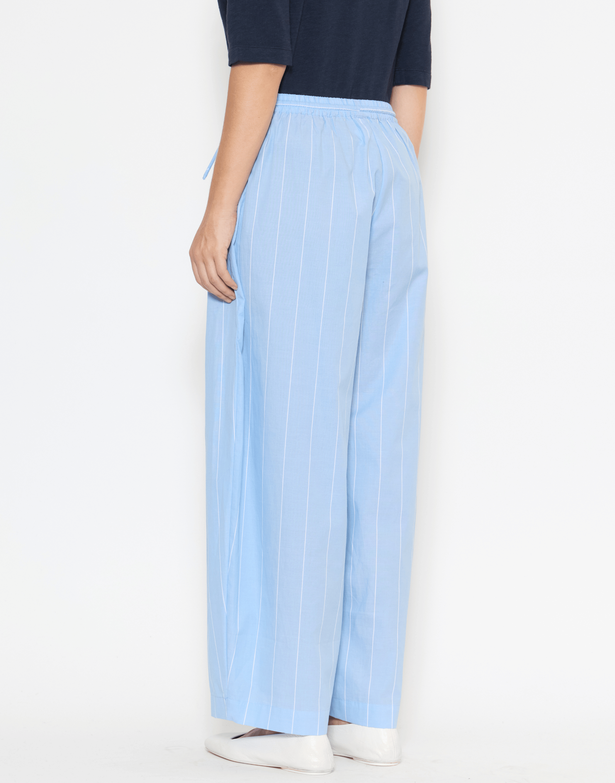 Chambray Pinstripe Cotton Pamela Pants
