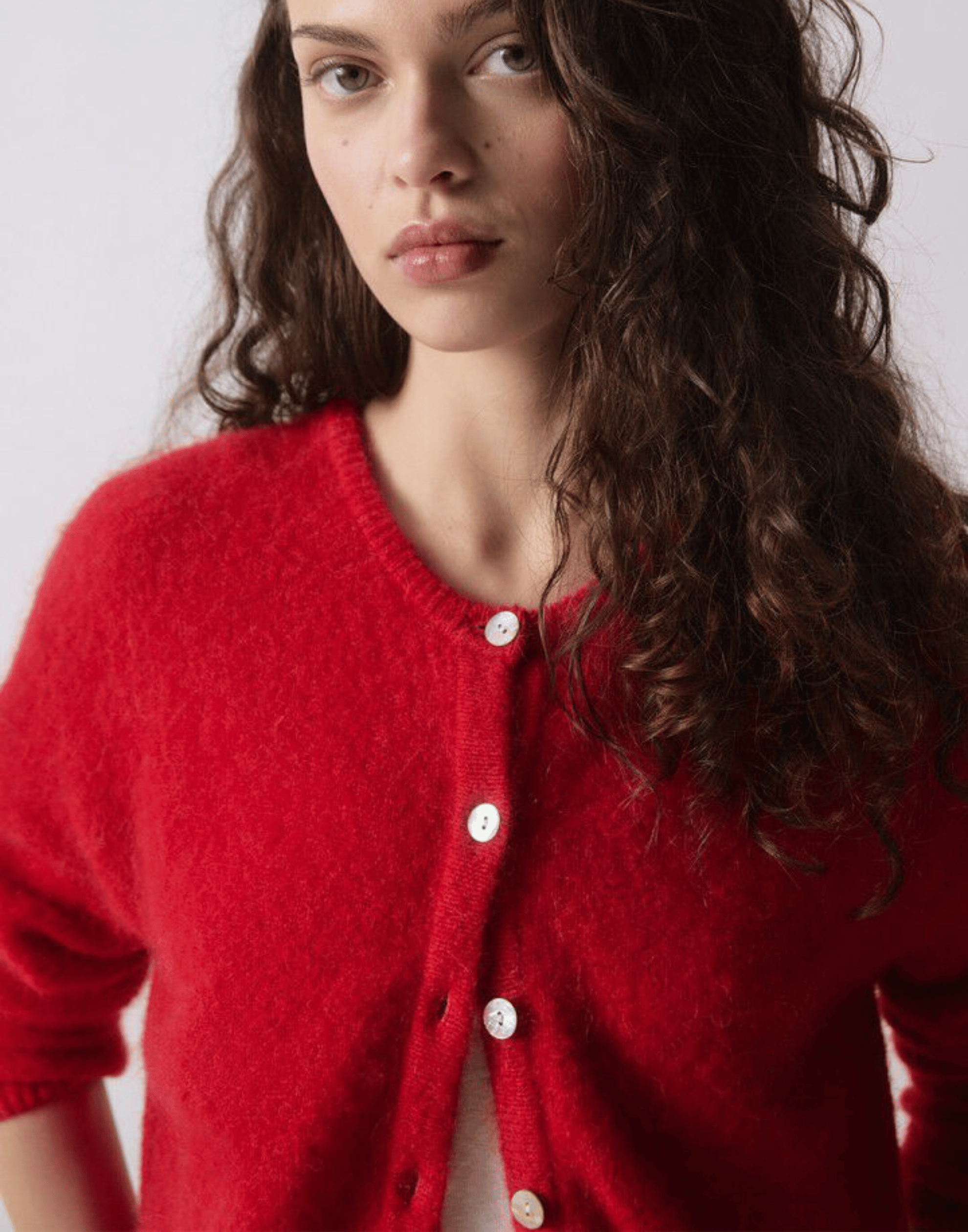 Carmine Melange Wool & Alpaca Vitow Cardigan