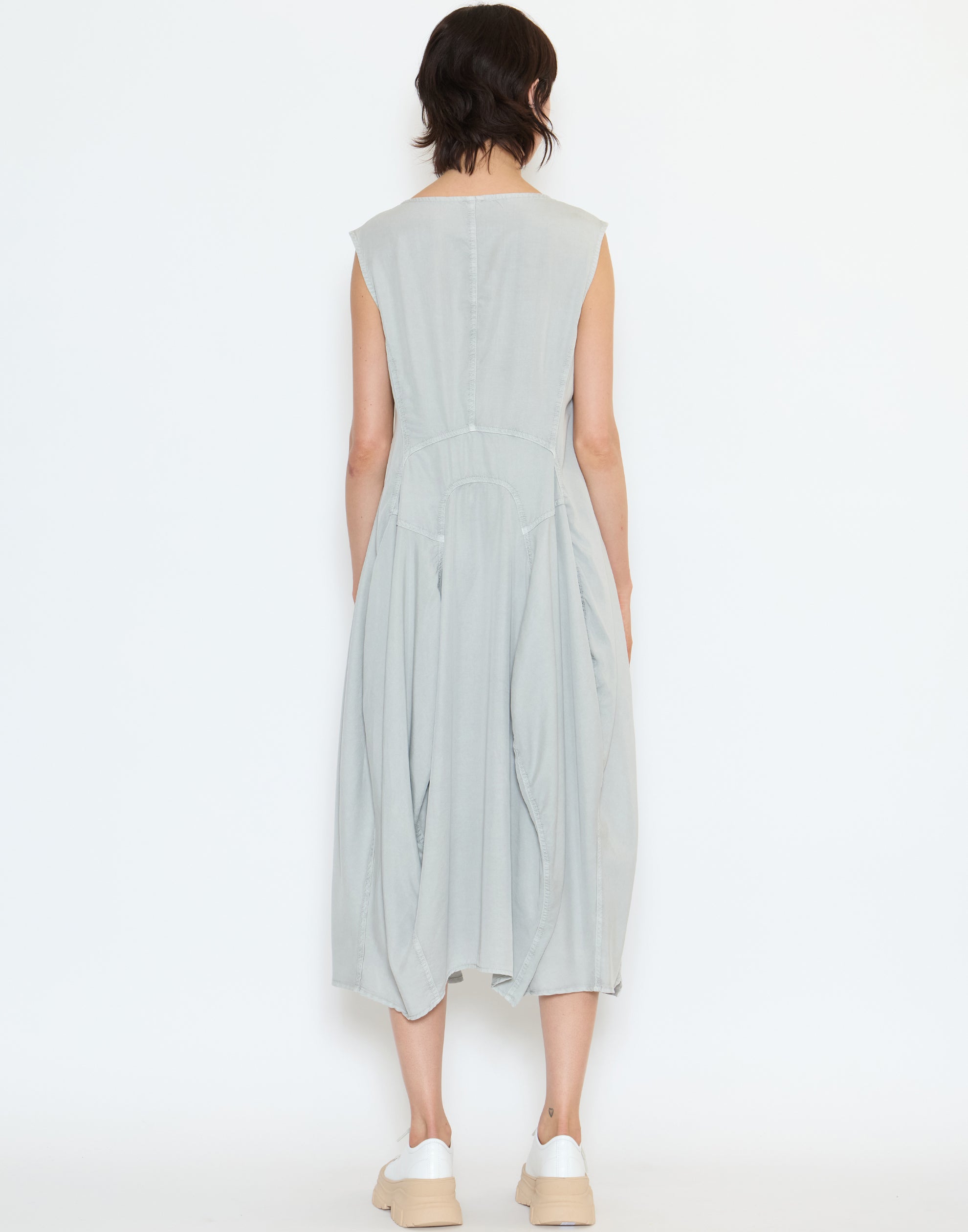 Grey Pigment Lyocell Sleeveless Dress