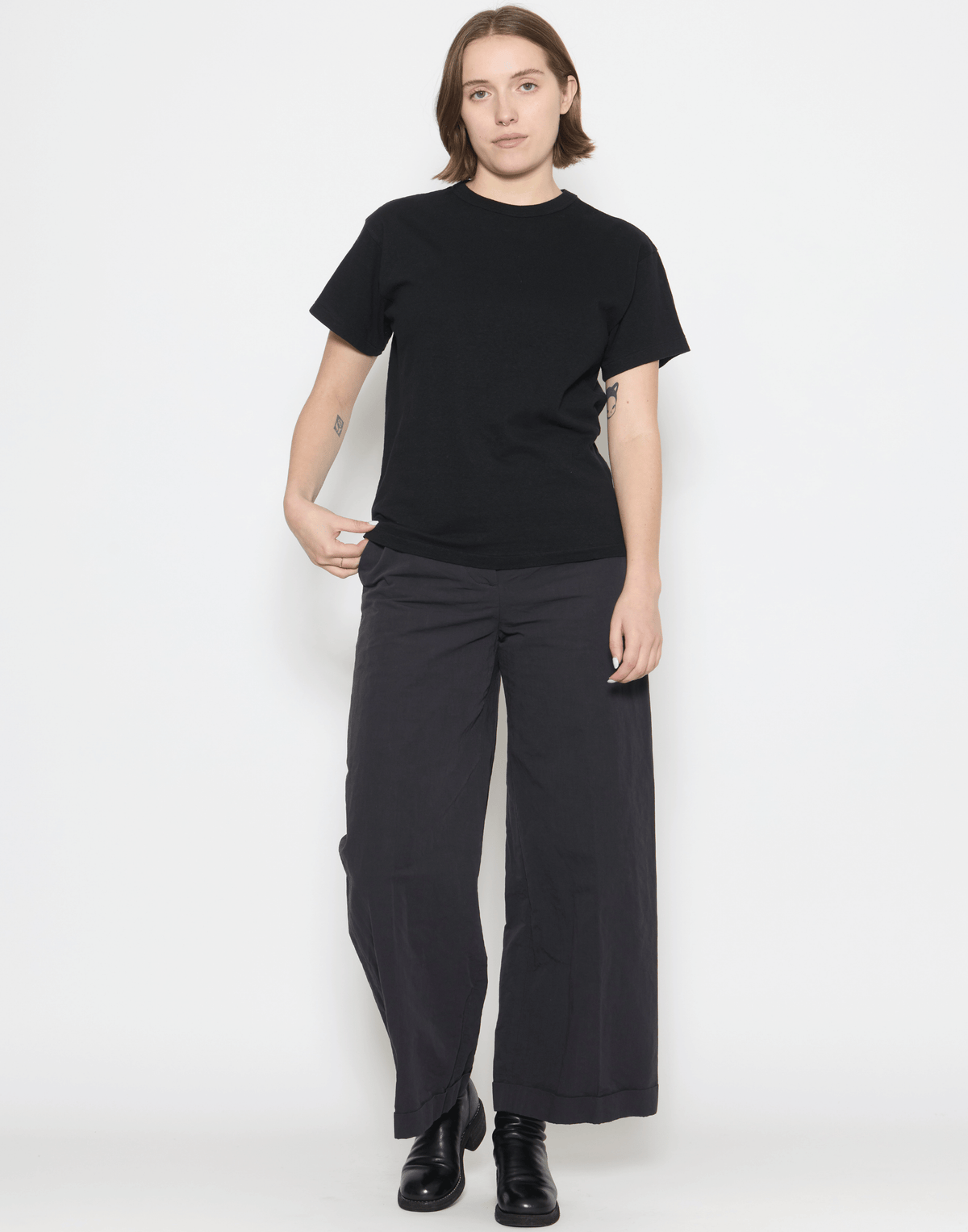Black Cotton Wide Leg Wendy Pants